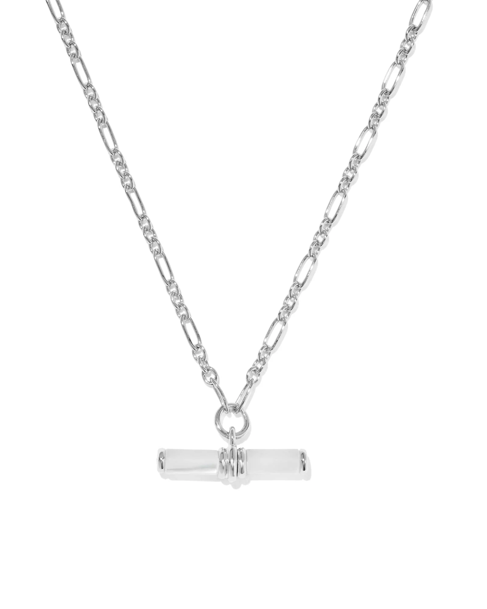 Bree Silver Beaded T Bar Short Pendant Necklace - 1