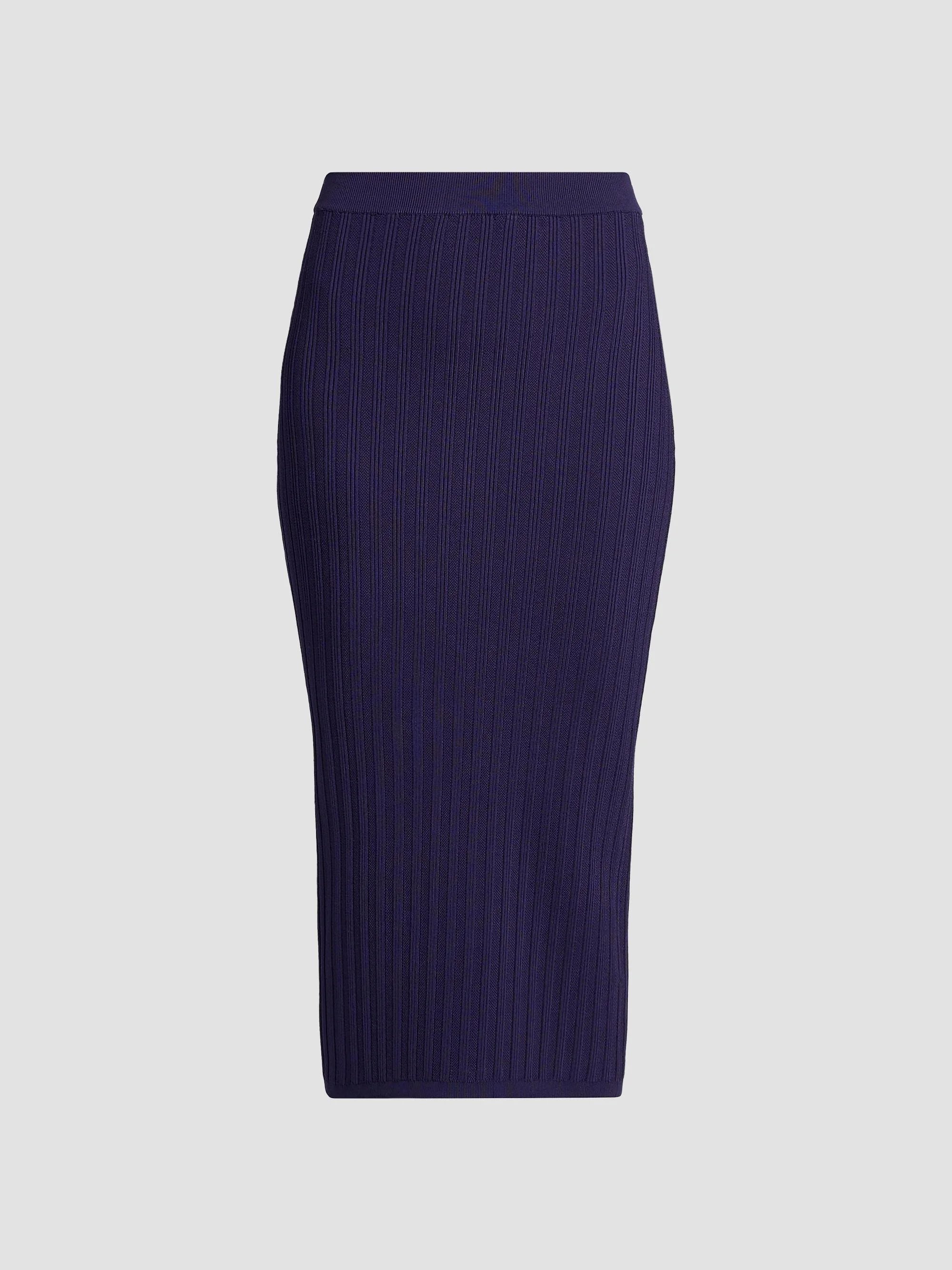 Women's La Vacanza Mesh Rib-Knit Midi-Skirt - Purple - 1