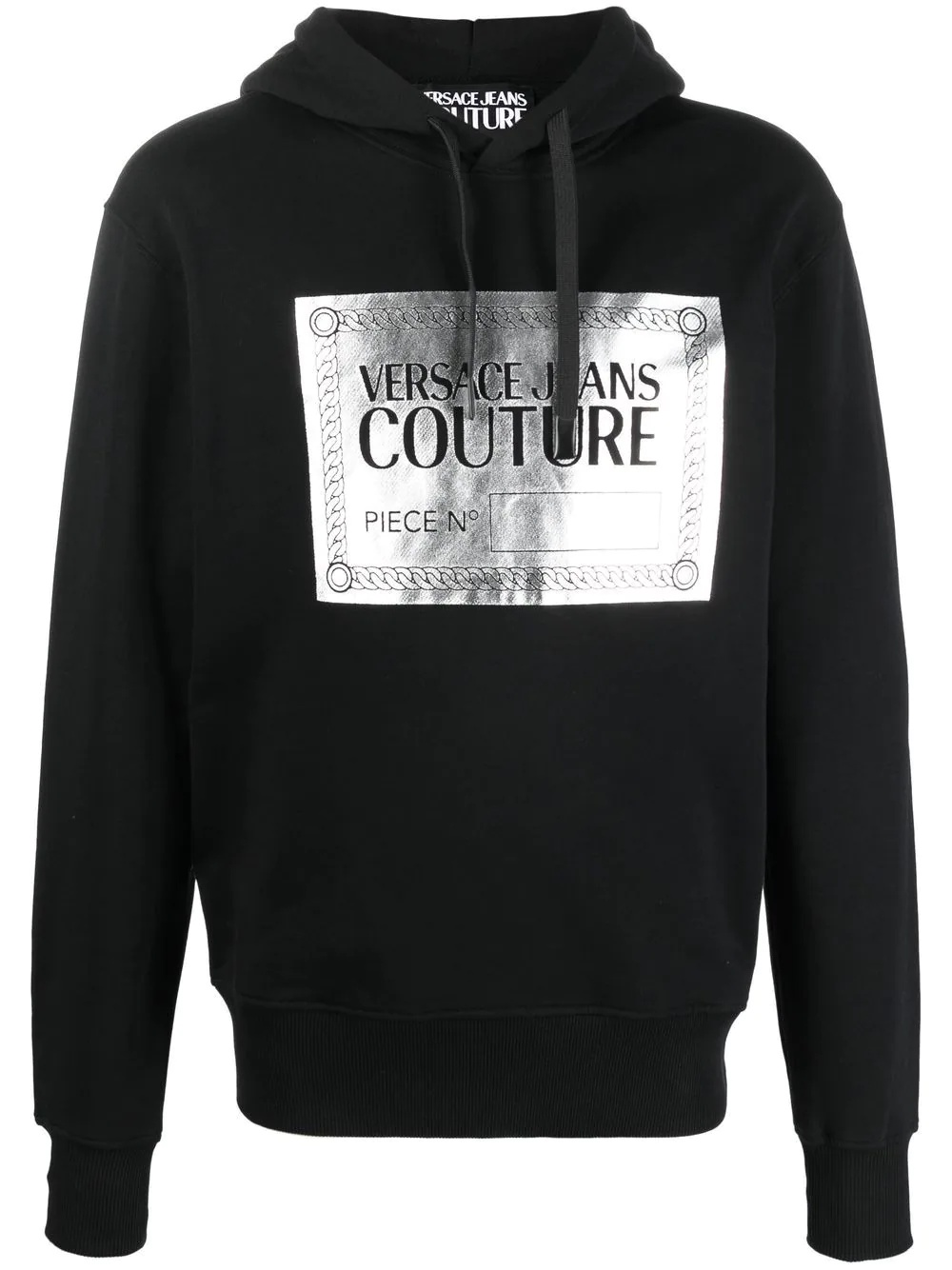 metallic logo-print cotton hoodie - 1