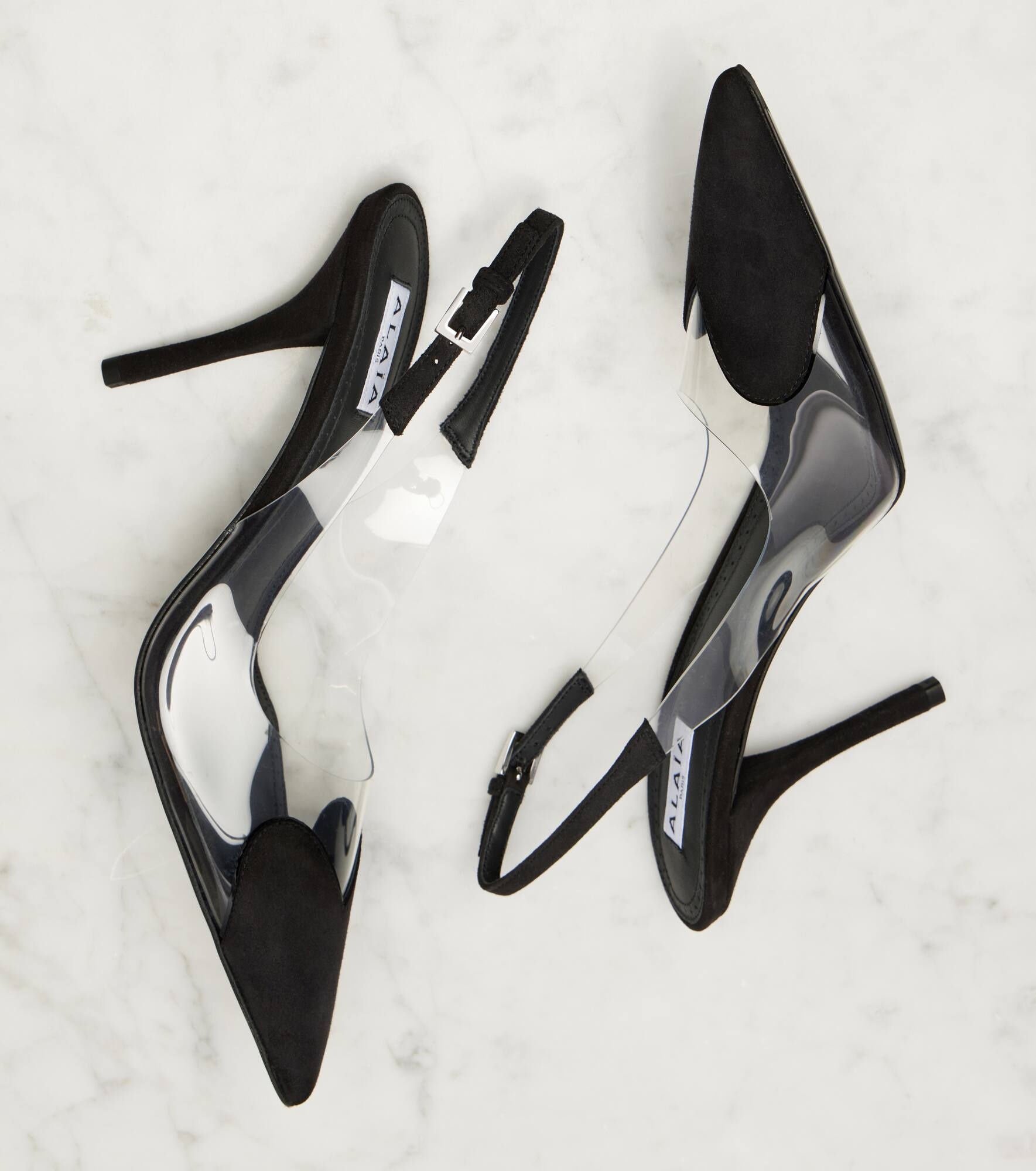 Cœur 90 suede and PVC slingback pumps - 5