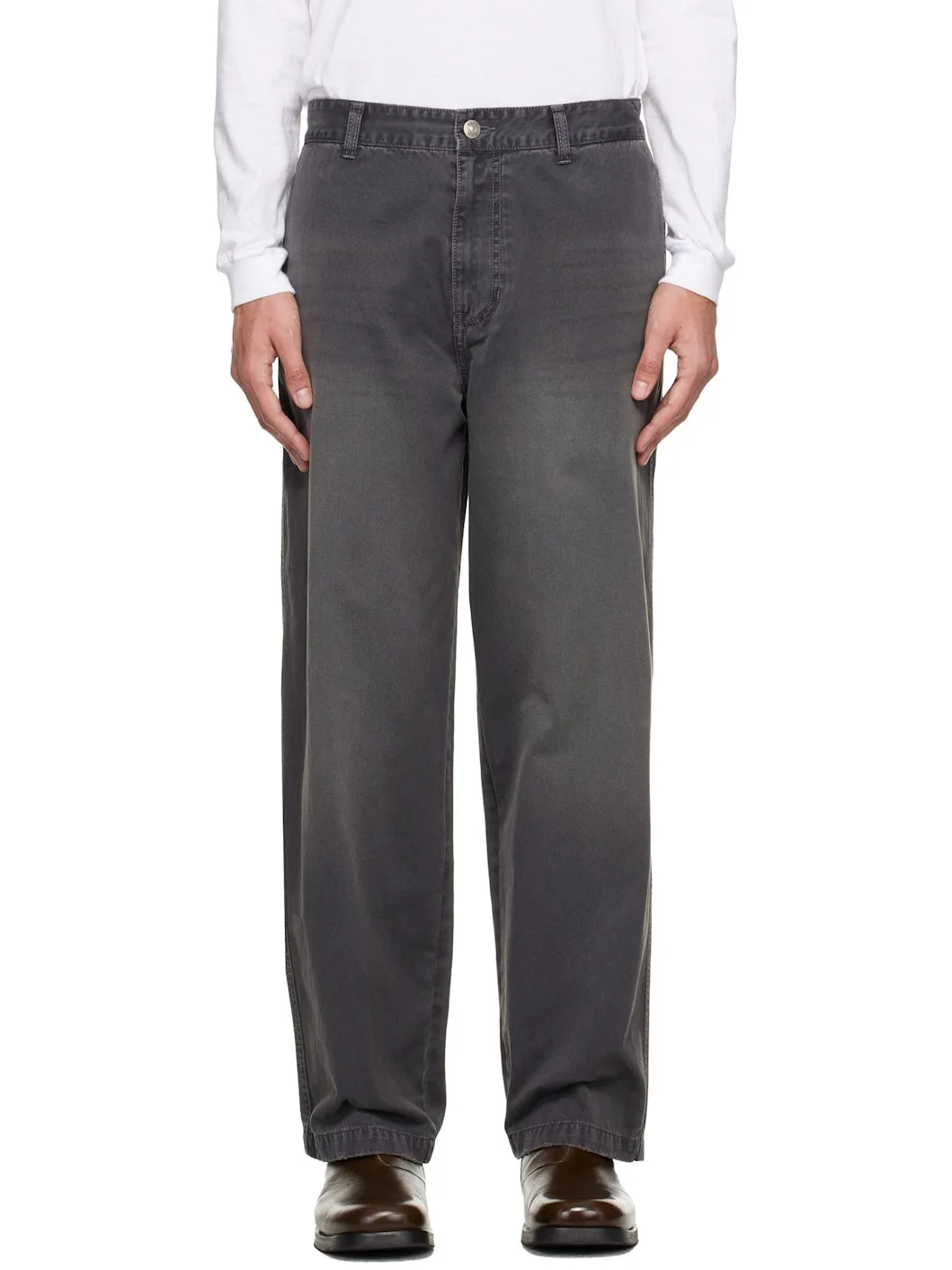 Gray Painted Chino Trousers - 1