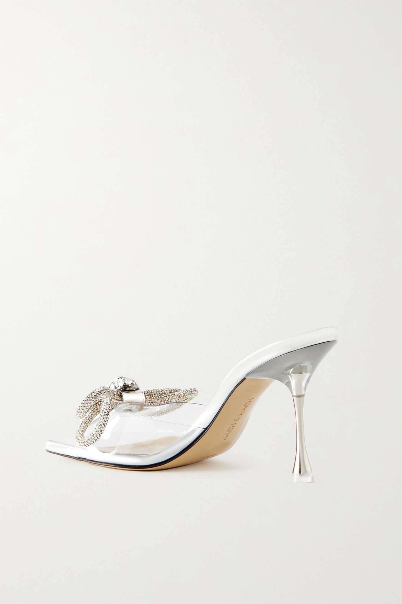 Double Bow crystal-embellished leather and iridescent PVC mules - 3