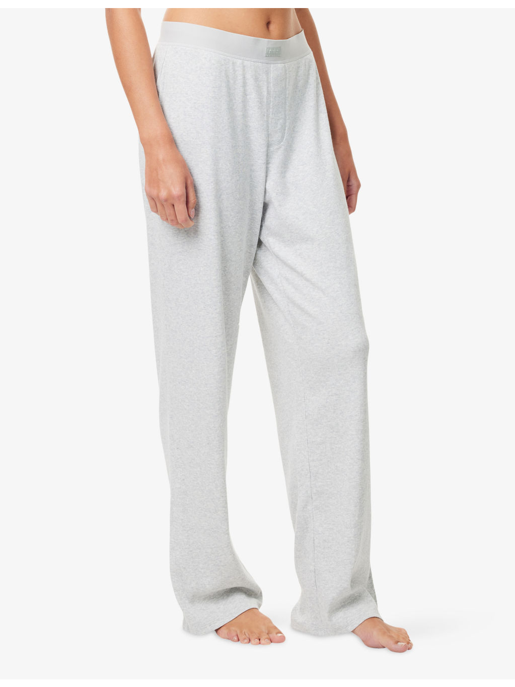 Straight-Leg Ribbed Cotton-Jersey Trousers Rib Relaxed Pant - 3