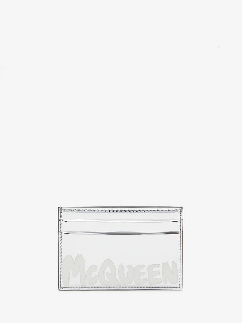 Men's McQueen Graffiti Card Holder in Silver - 1