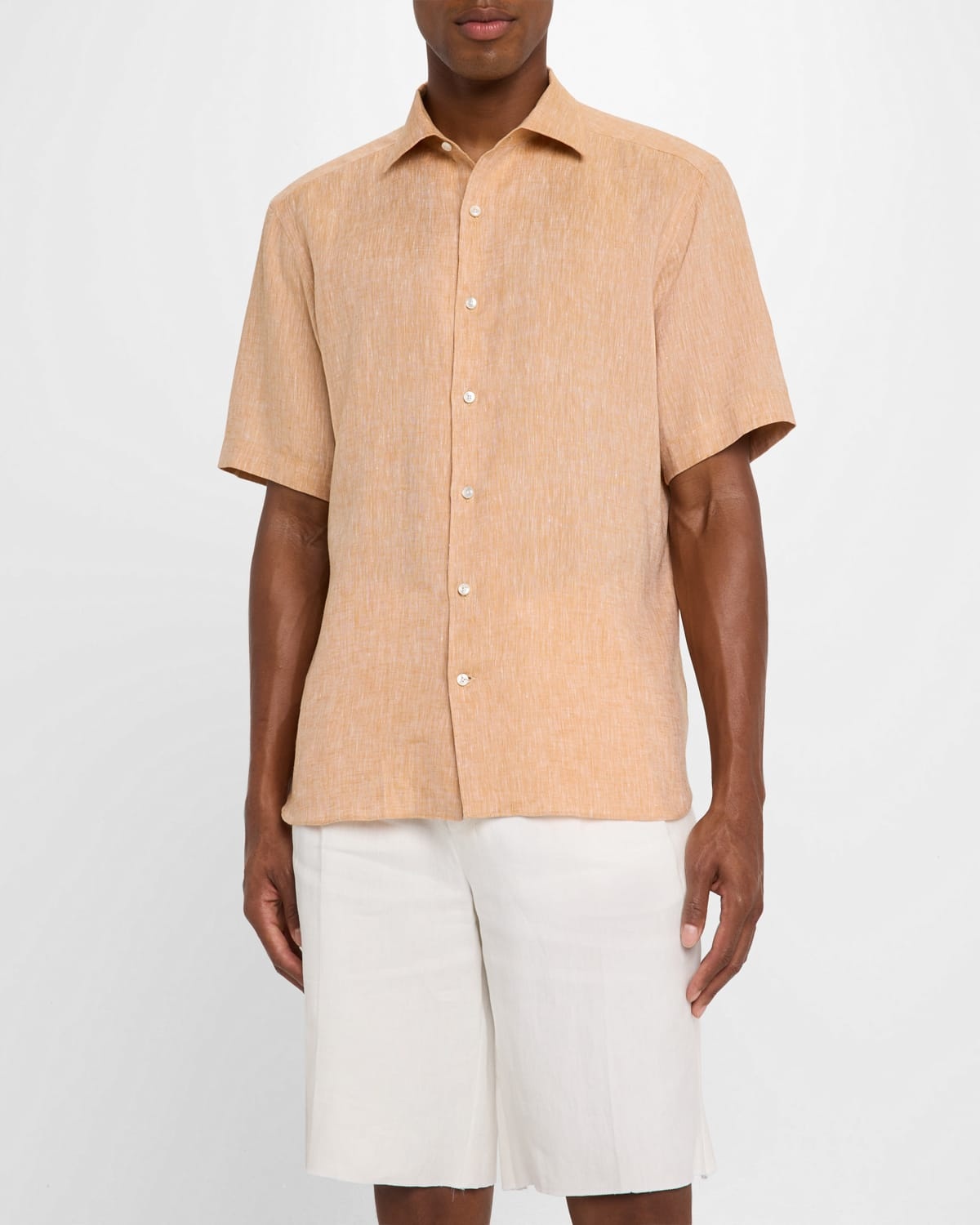 Men's Ocher Oasi Lino Short-Sleeve Shirt - 4