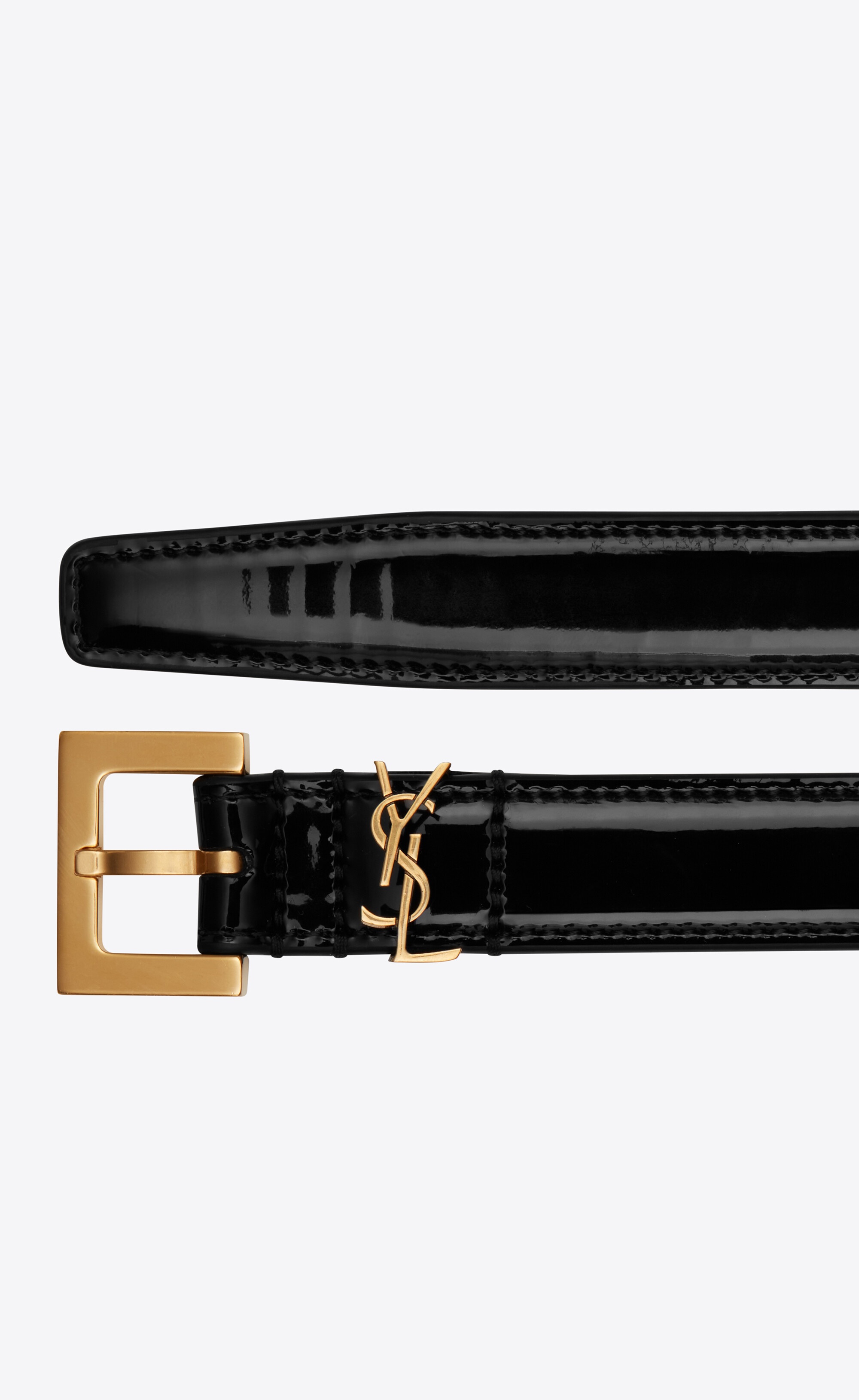 narrow monogram belt with square buckle in patent leather - 2