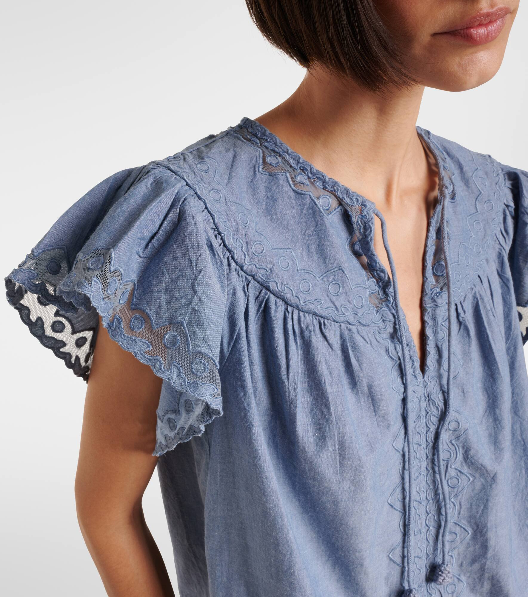 Effie lace-trimmed cotton top - 4