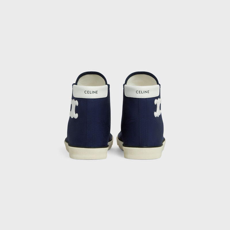 CELINE Celine Blank Mid Lace Up Sneaker with Toe Cap in Canvas and Calfskin outlook