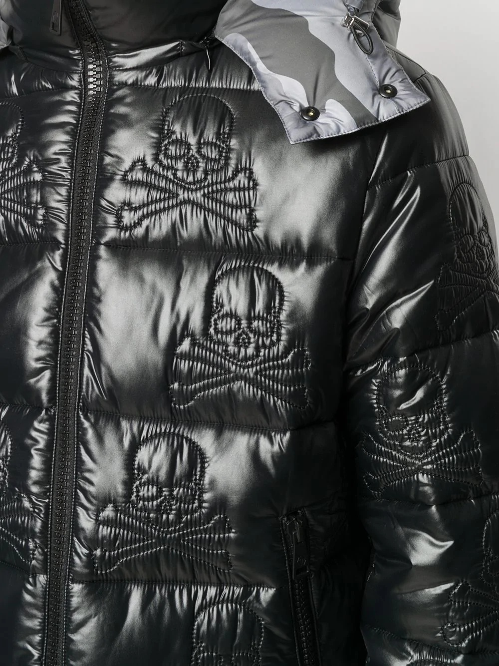 embroidered skull down jacket - 6