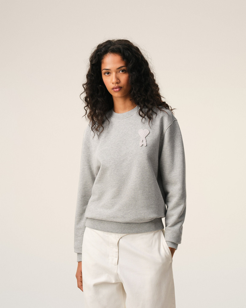 GREY COTTON KNITTED AMI DE COEUR SWEATSHIRT 3