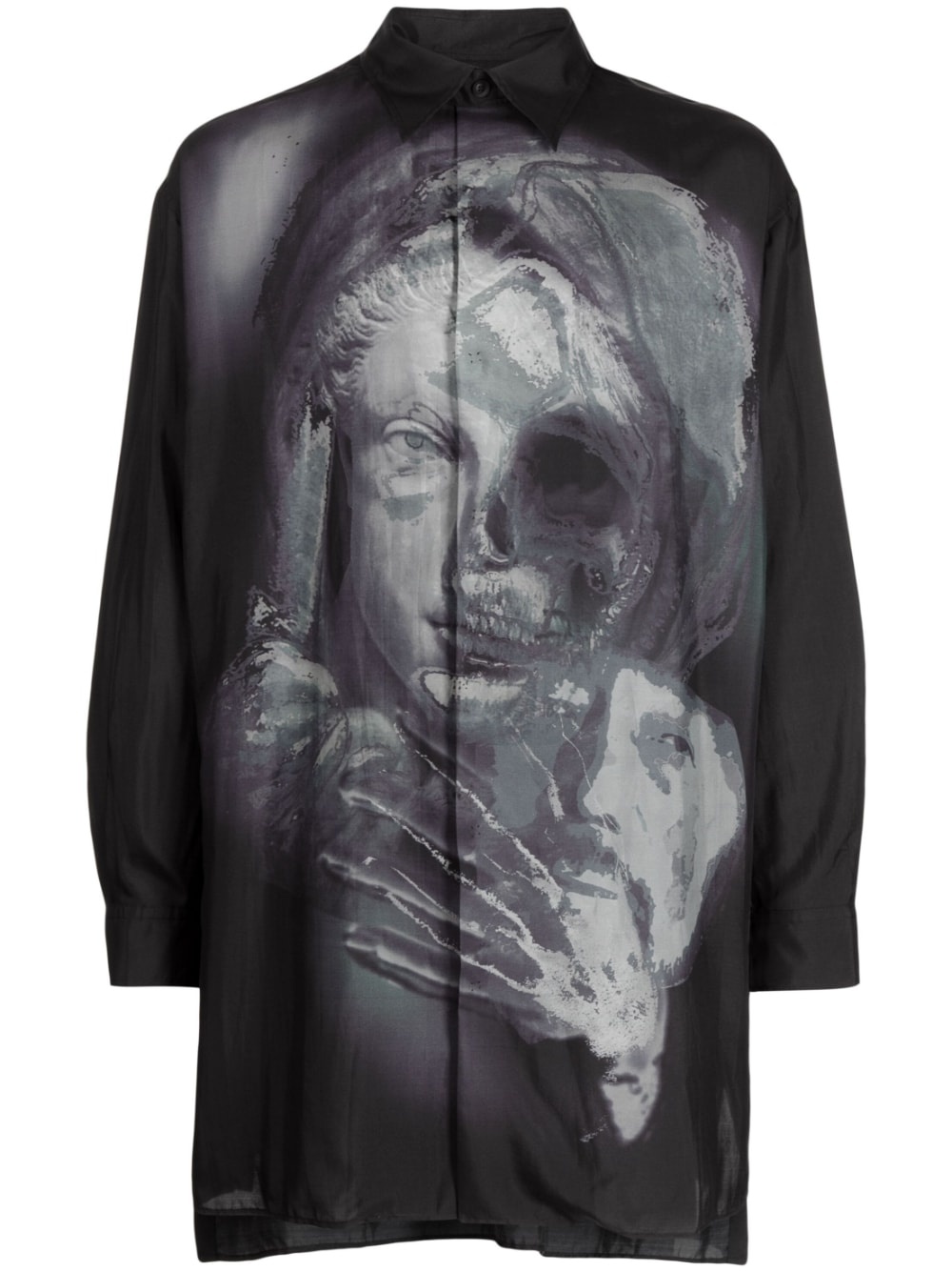 graphic-print silk shirt - 1
