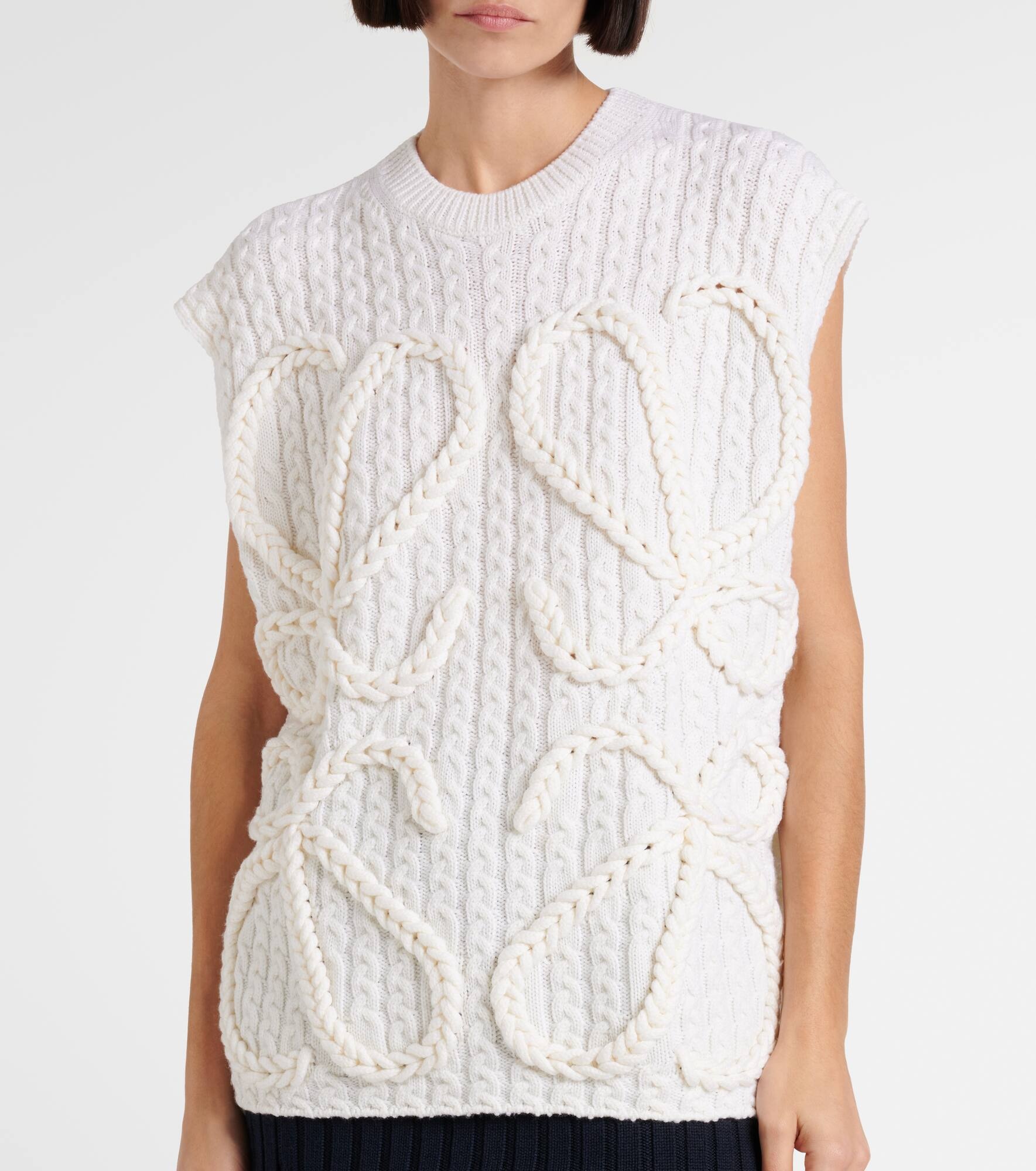 Anagram cable-knit wool vest - 4