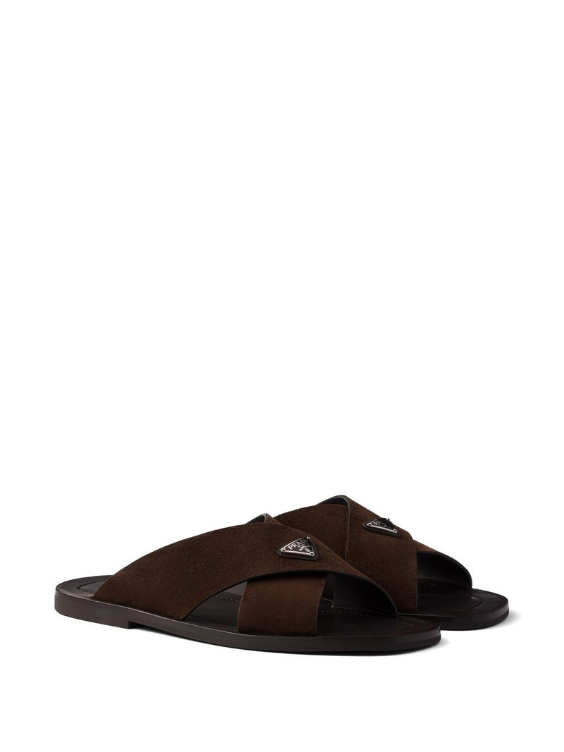 Prada Suede crisscross slides outlook
