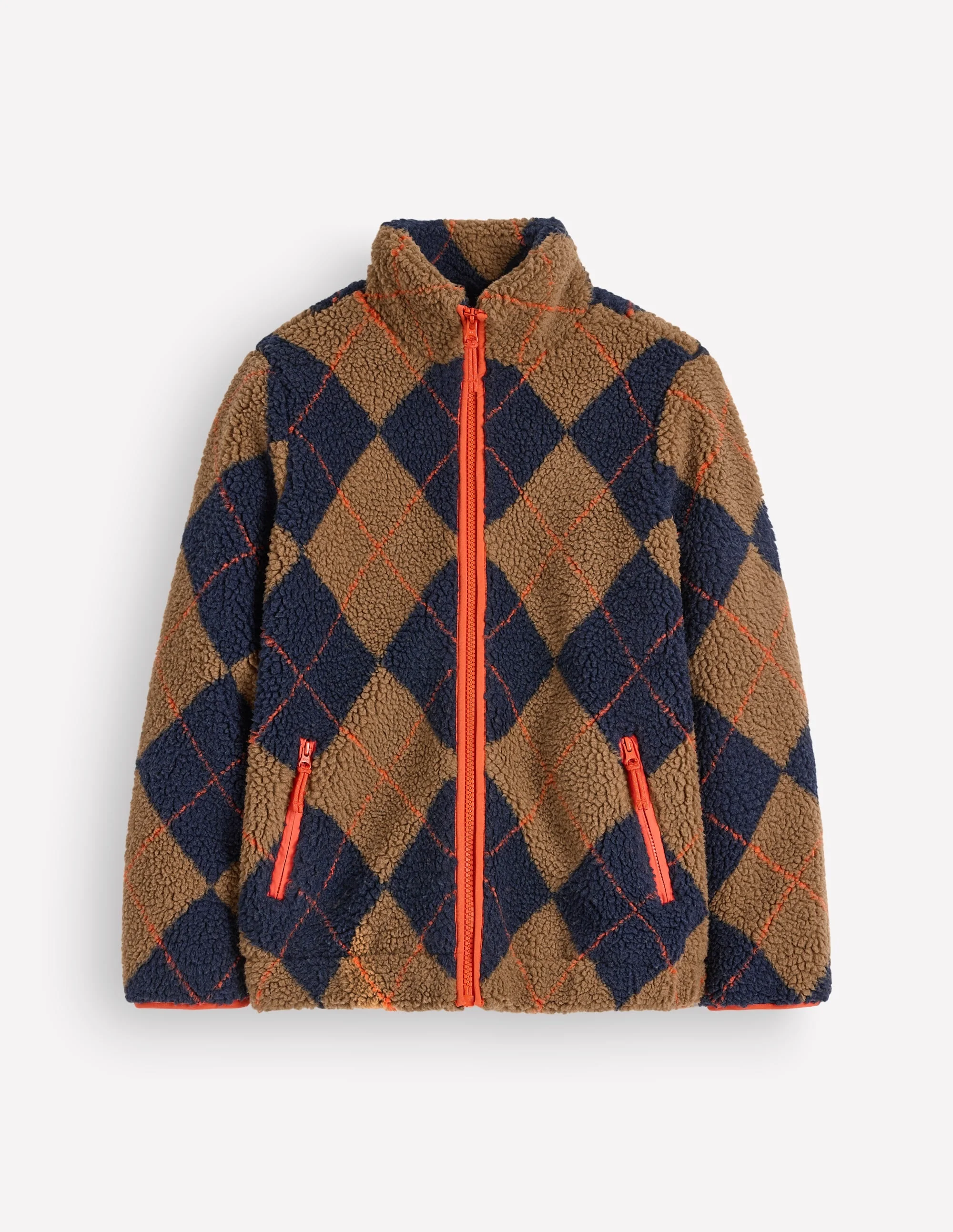 Alnwick Borg Jacket-Camel, Navy & Orange Argyle - 1