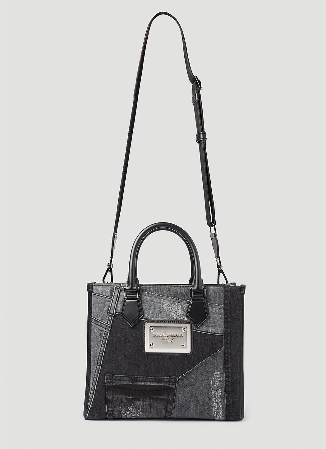 Small Patchwork Denim Tote Bag - 4