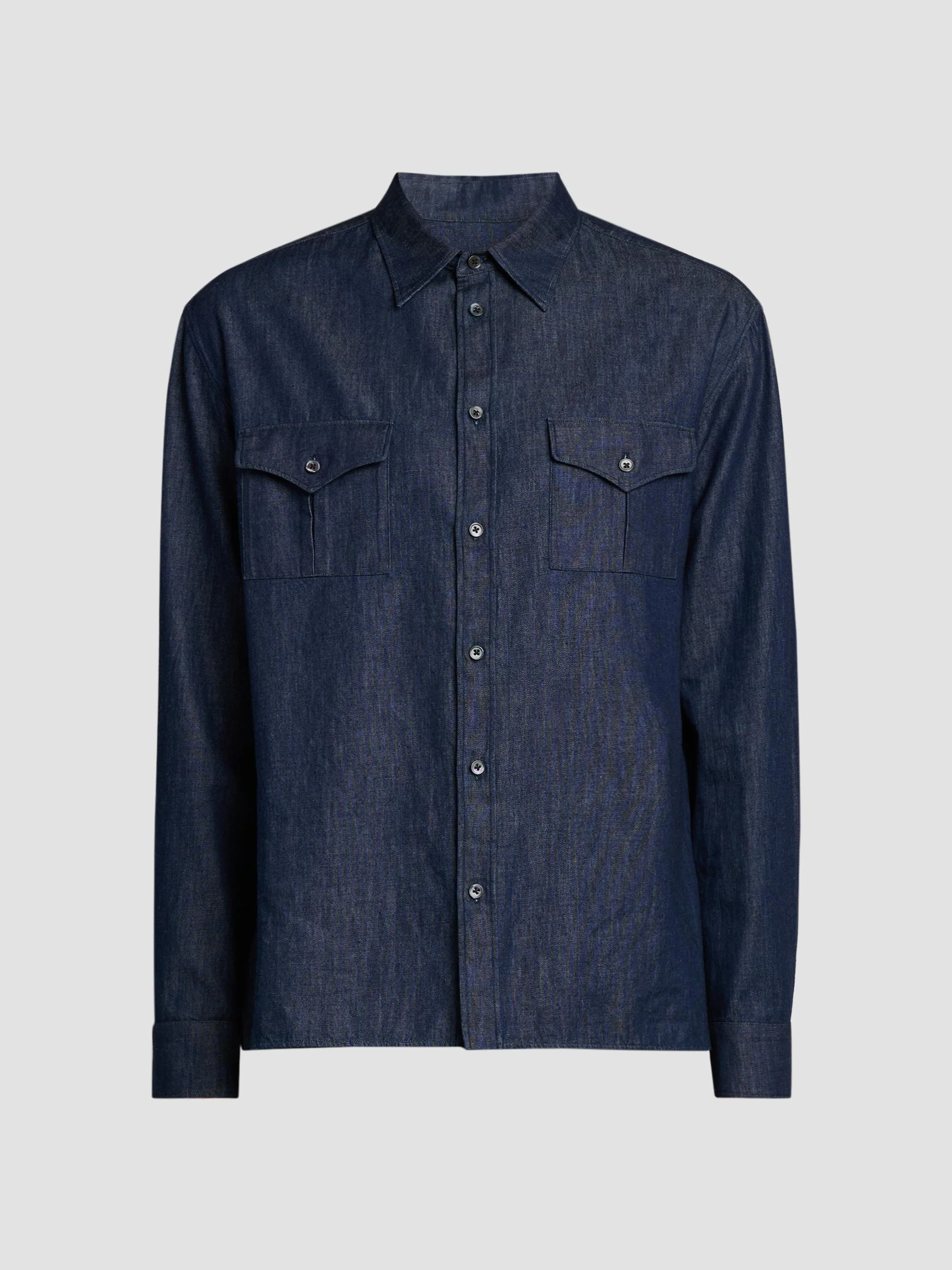 Men's Chambray Button-Front Utility Shirt - Magnet - 1