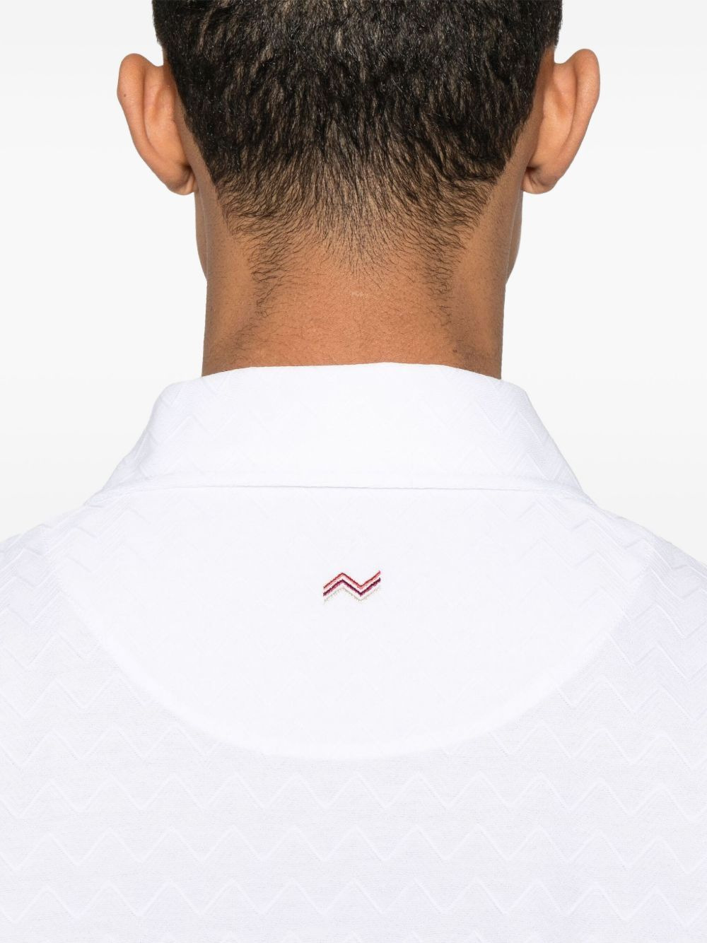 zigzag-woven polo shirt - 4