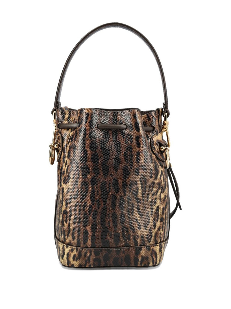 FENDI drawstring-closure leopard-print bucket bag outlook