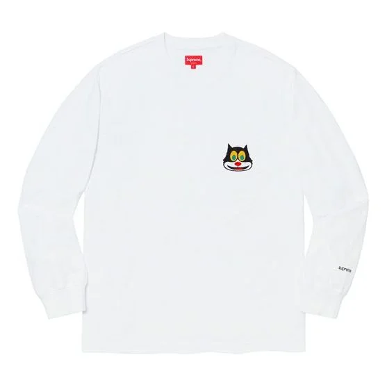 Supreme FW19 Week 4 Cat L/S Pocket Tee Chest Kitten Long Sleeves Unisex White SUP-FW19-480 - 1