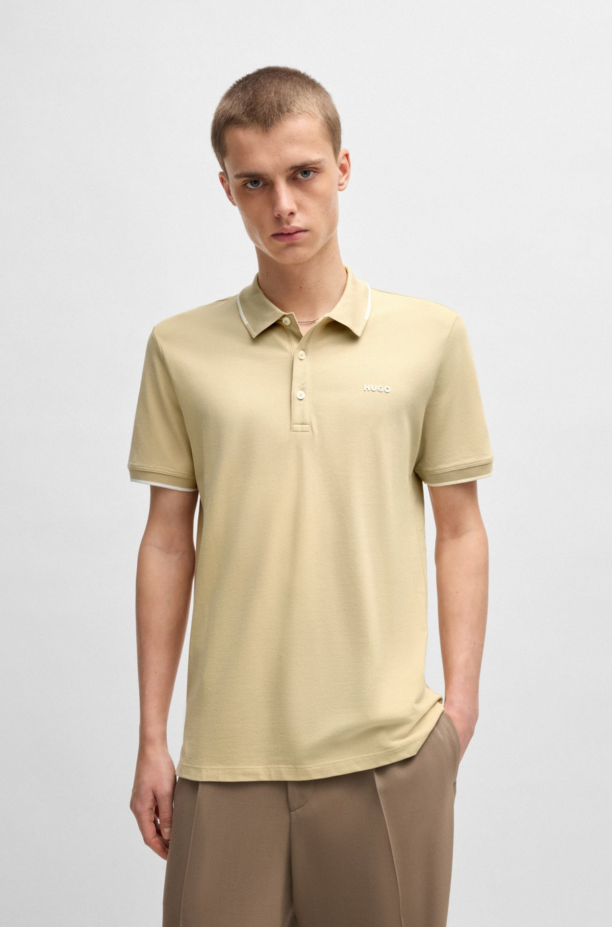 STRETCH-COTTON SLIM-FIT POLO SHIRT WITH PRINTED LOGO - 2