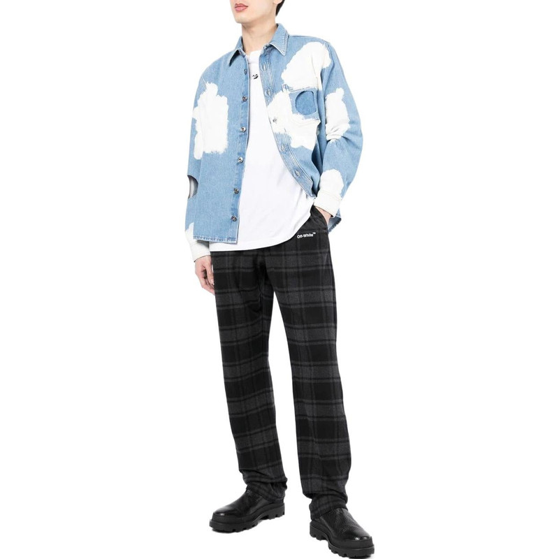 Off-White Men's Off-White SS22 Plaid Straight Casual Pants/Trousers Black OMCA228C99FAB0010501LIGHT outlook