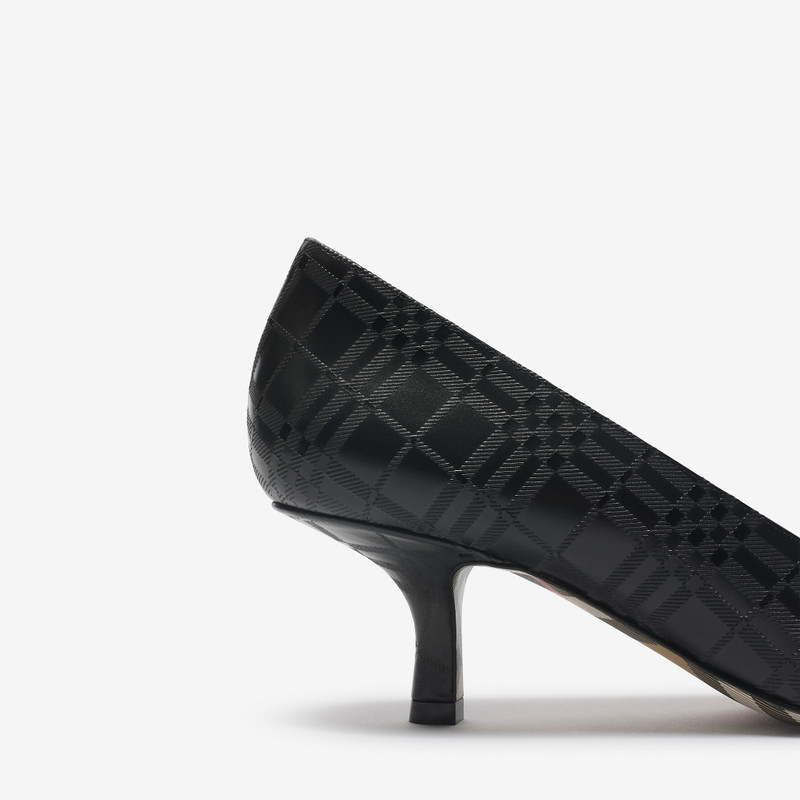 Check Leather Dame Low Pumps 6