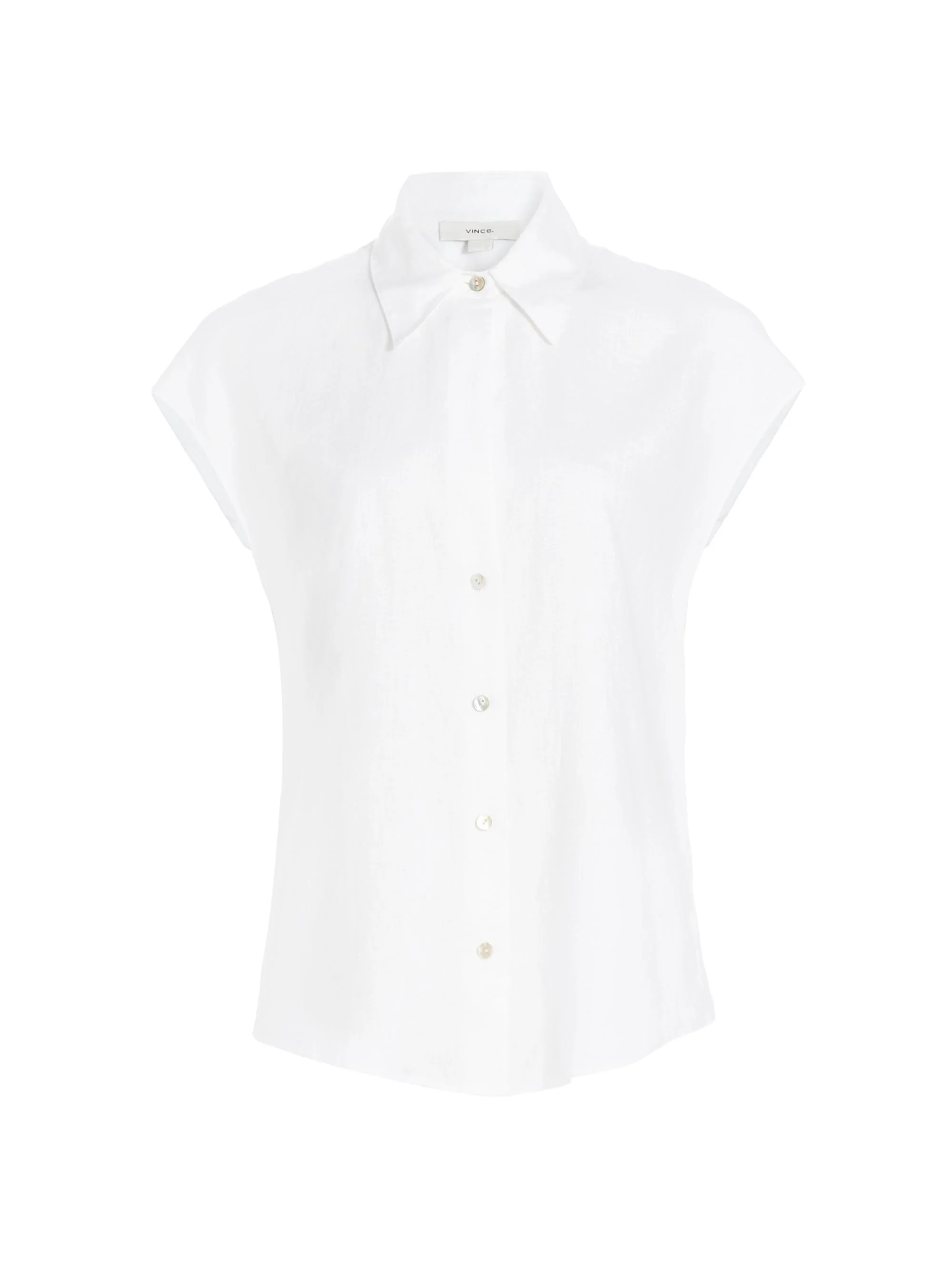 Women's Linen Cap-Sleeve Blouse - Optic White - 1