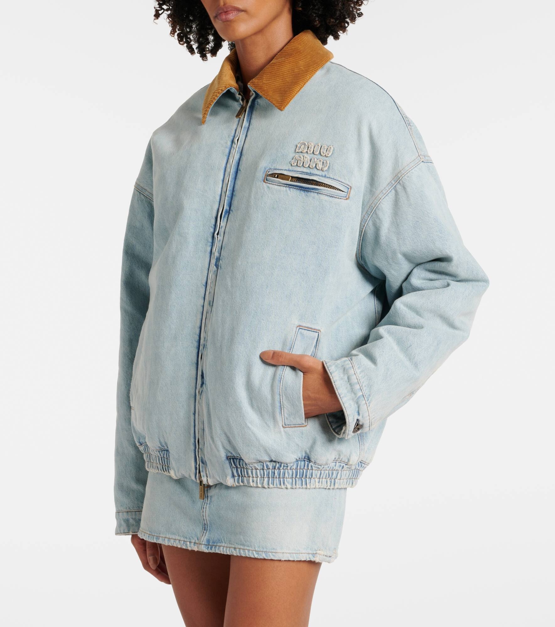Logo denim puffer jacket - 4