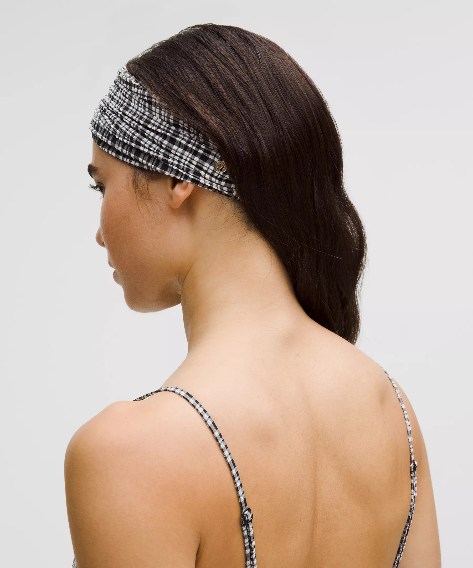 Women's Seersucker Check Gathered Headband - 3