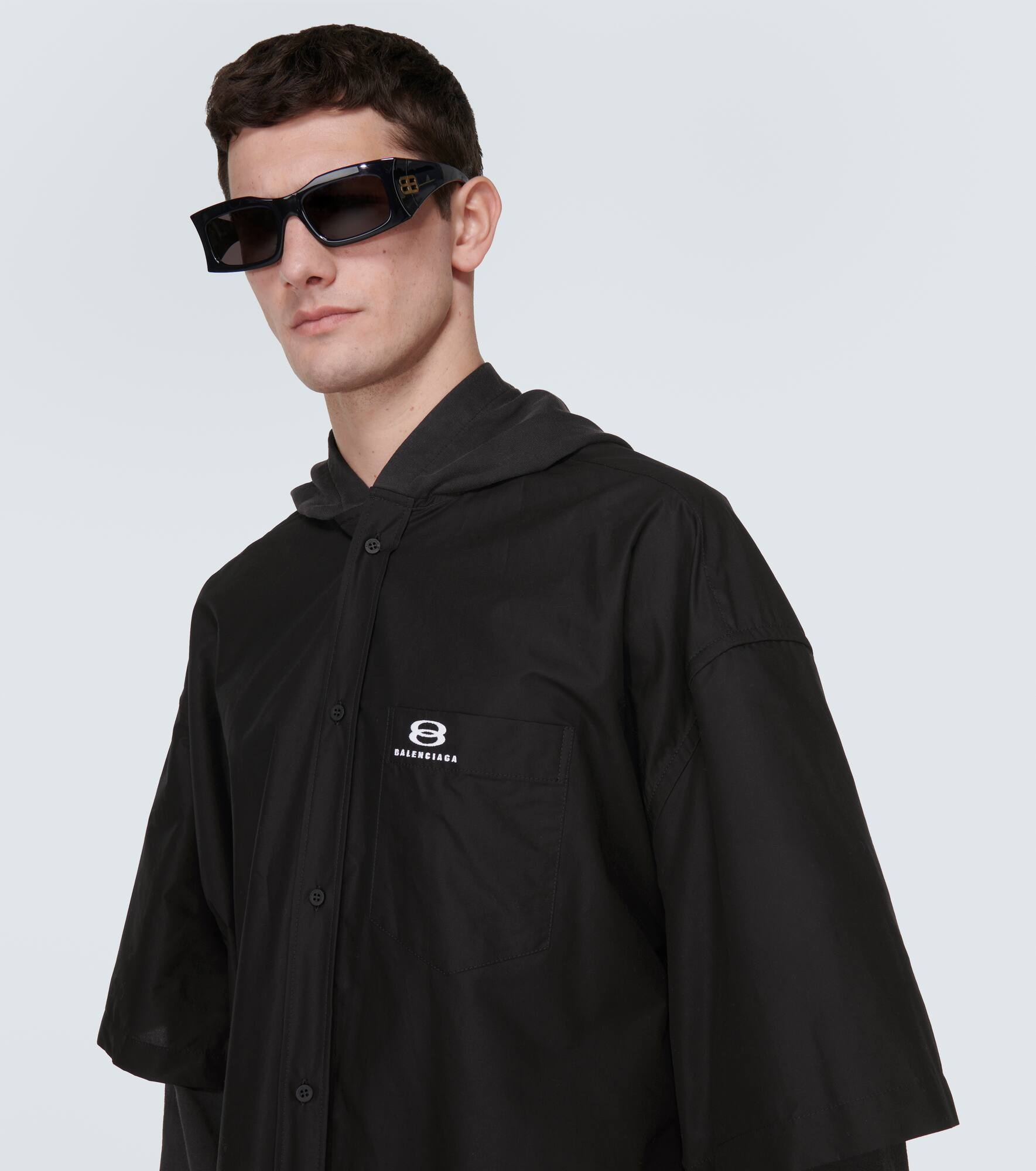 BALENCIAGA Patched cotton poplin and fleece jacket REVERSIBLE