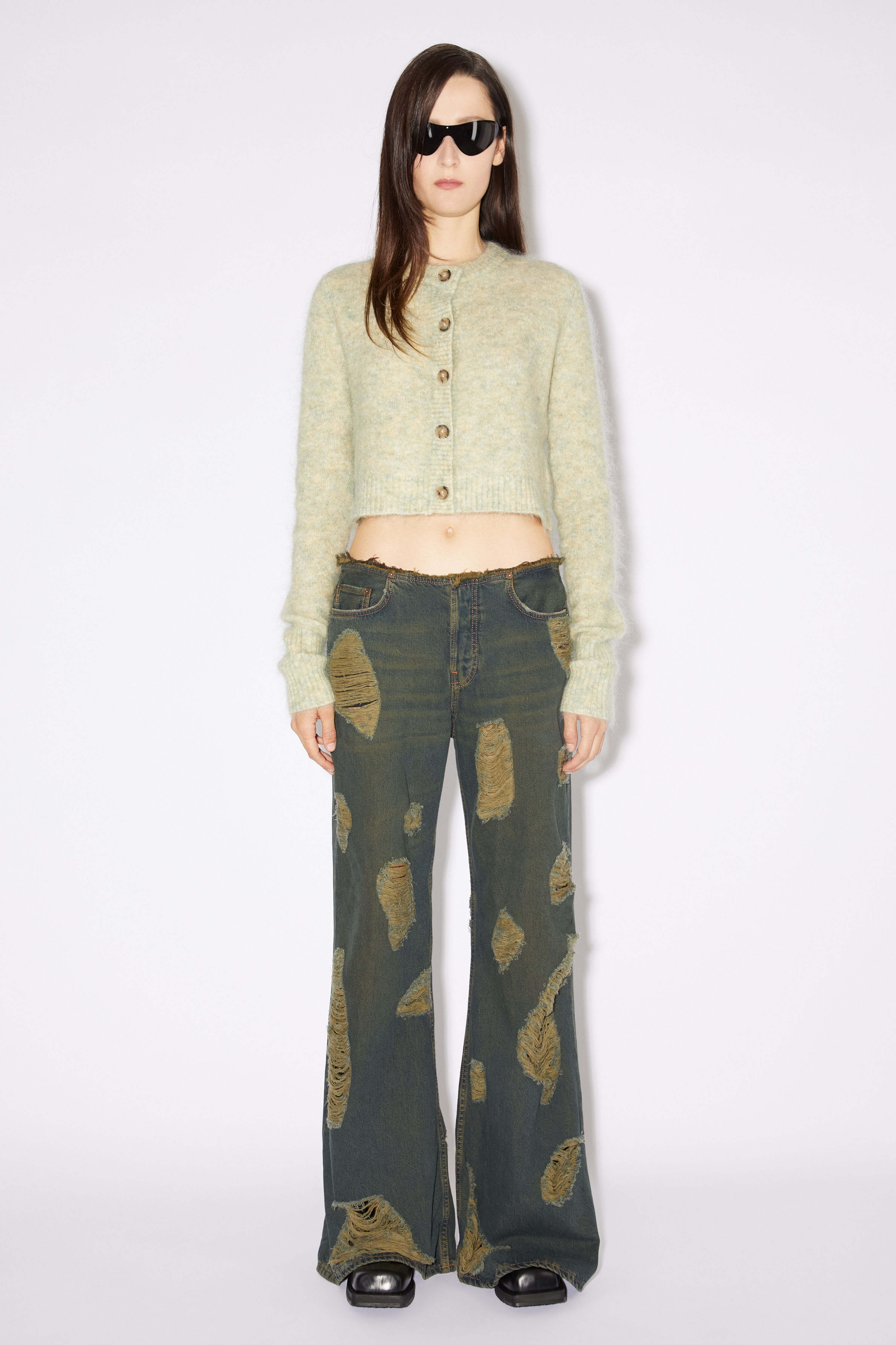 Loose fit distressed jeans - Blue/green - 2