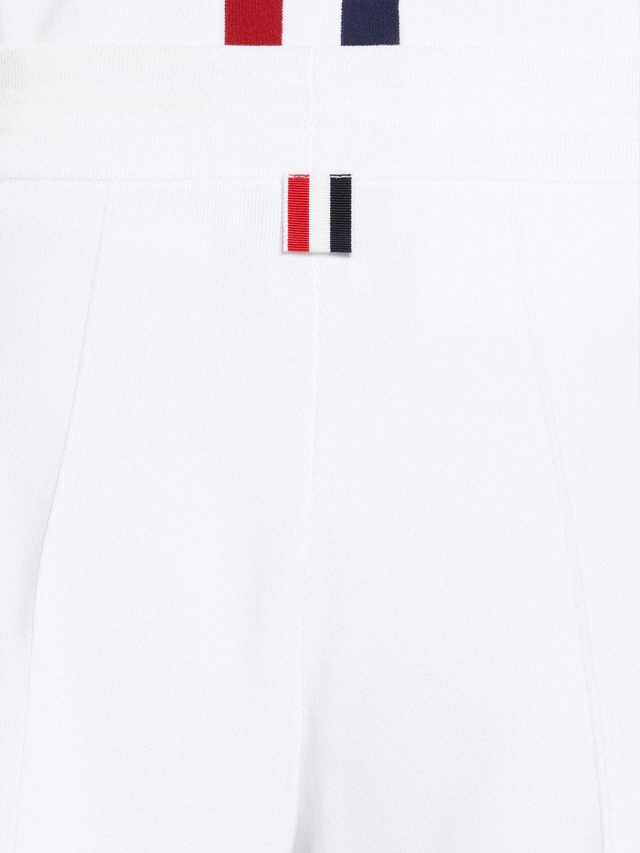 White Stretch Viscose Intarsia Side Stripe Pintuck Mid-thigh Shorts - 6