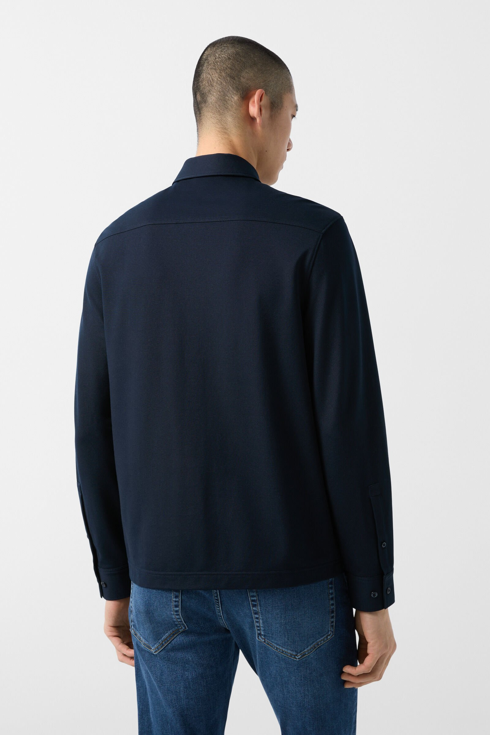 Piqué shirt Franz in Navy blue - 3
