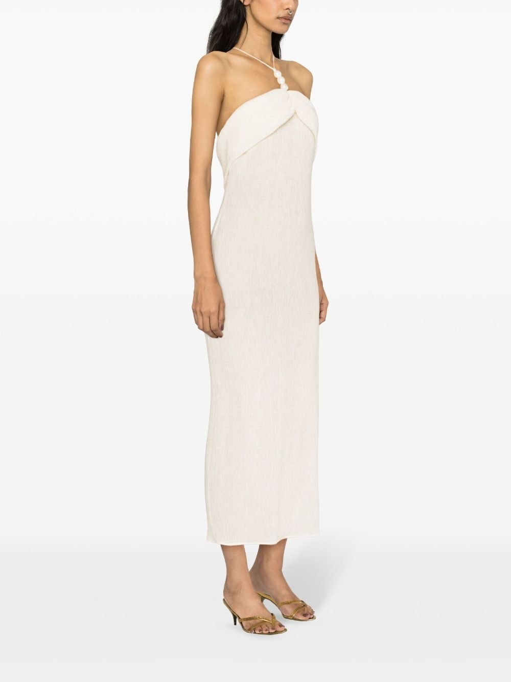 faux pearl-embellished midi dress - 4