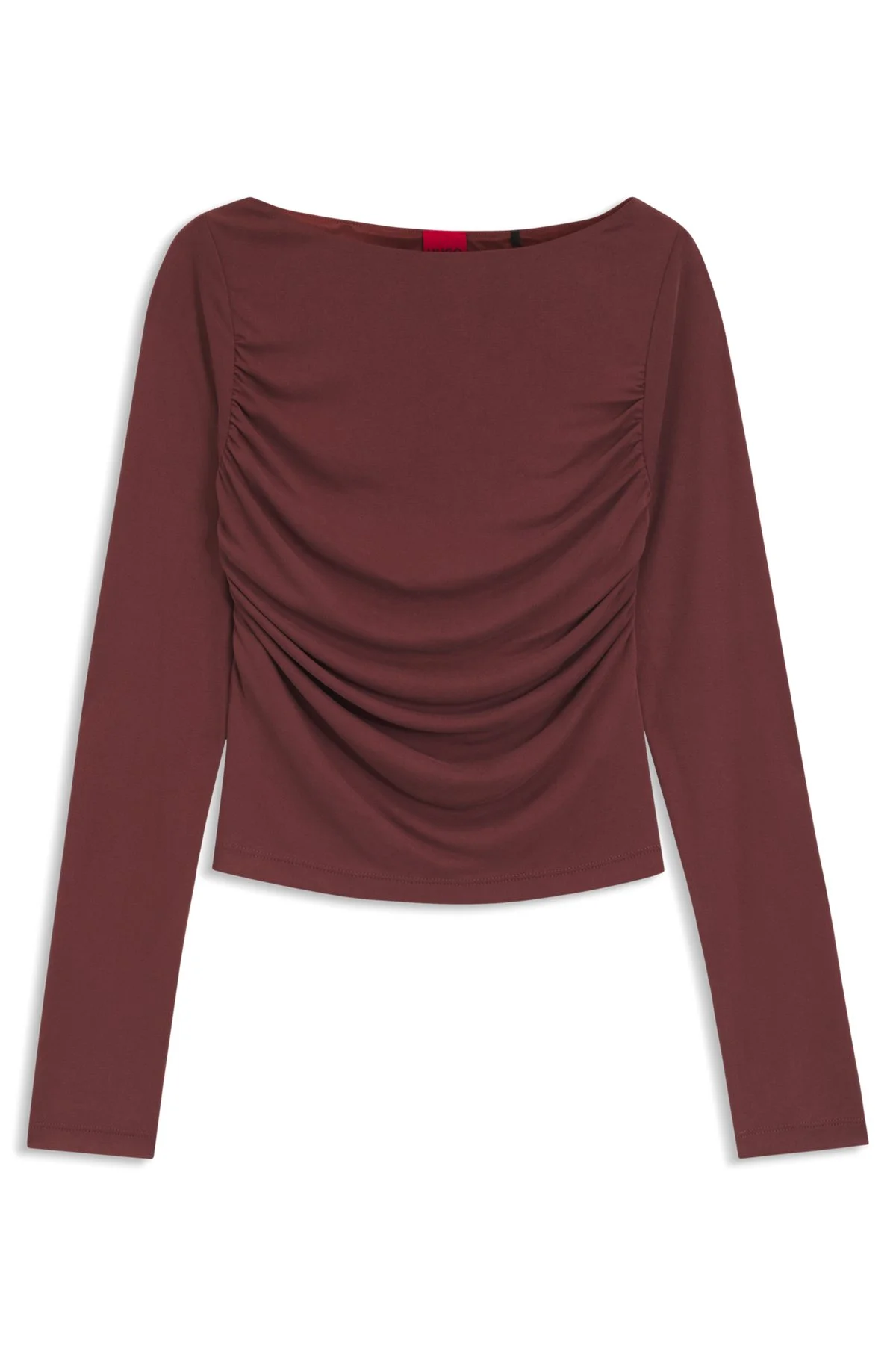 SLIM-FIT CUPRO TOP WITH MODERN BOATNECK - 1