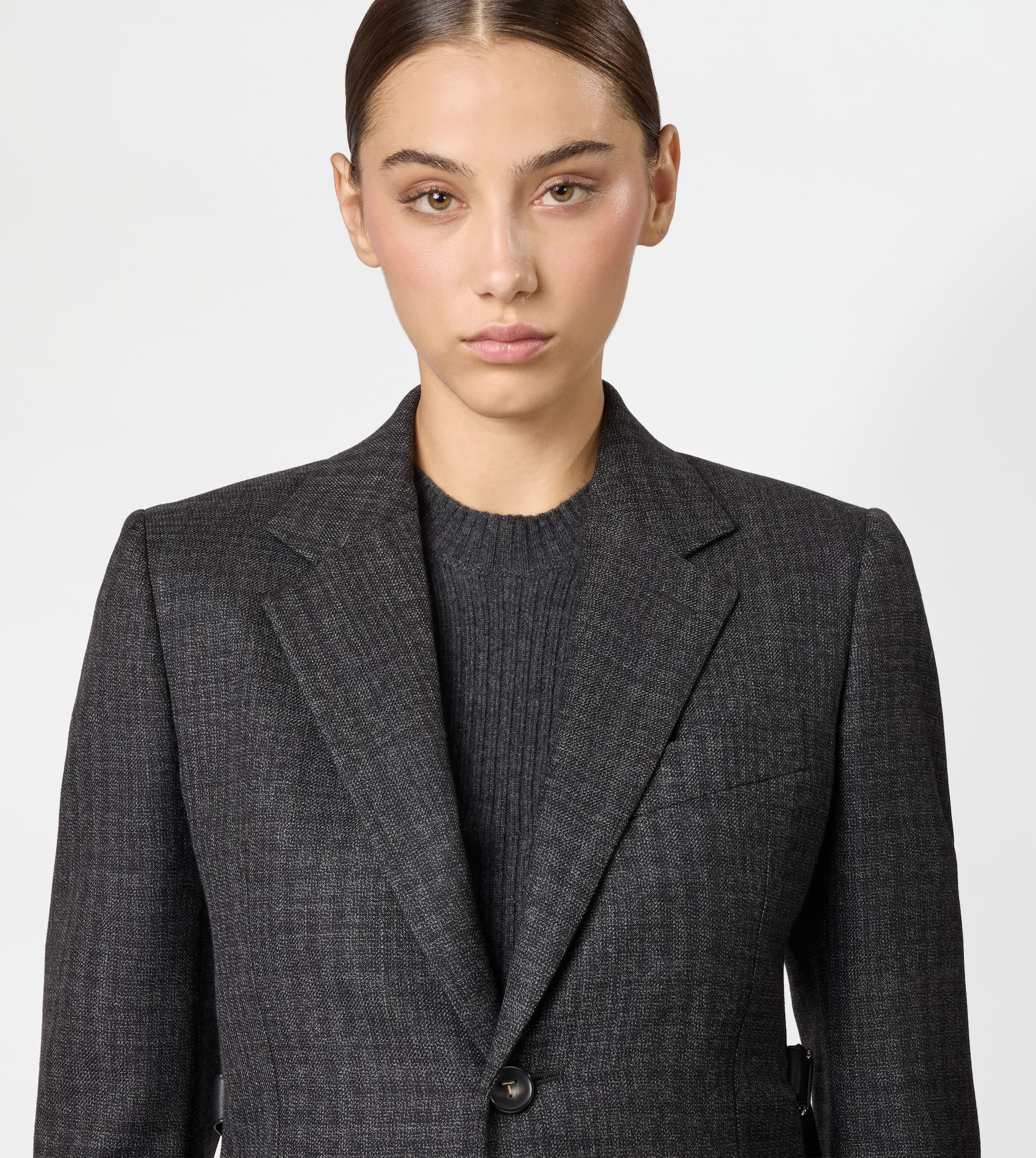 BLAZER IN CHECKS WOOL - GREY, BLACK, WHITE - 5