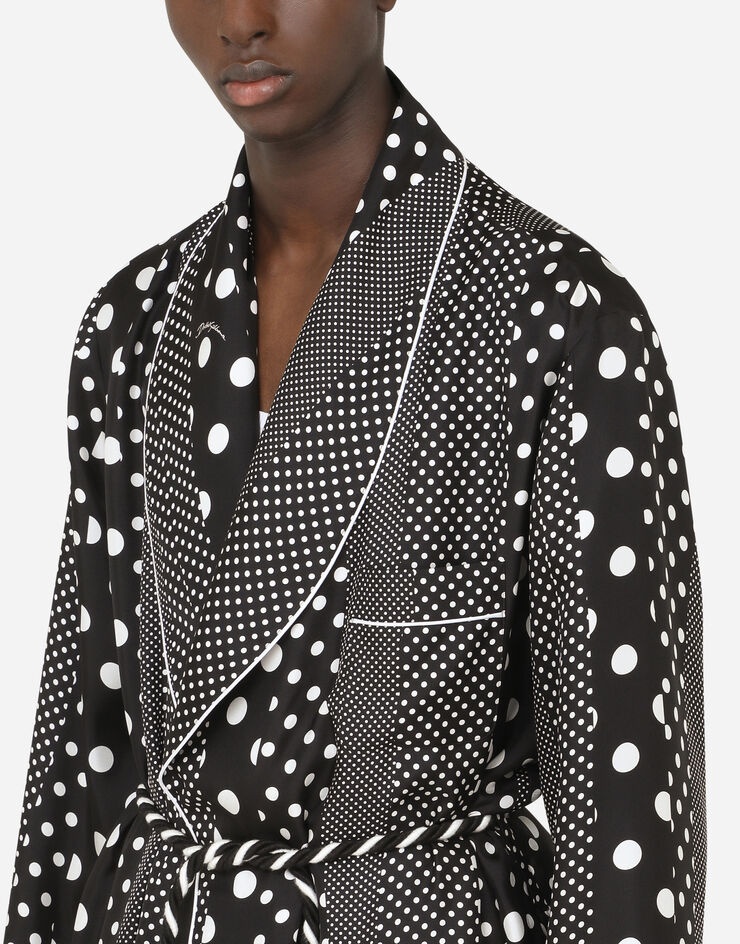 Silk robe with polka-dot print - 5