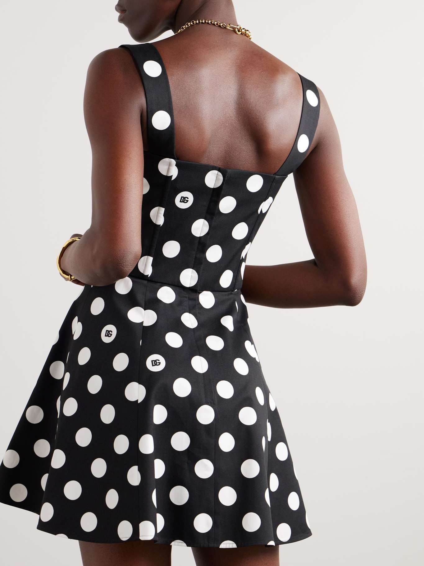 Polka-dot stretch-cotton drill mini dress - 3