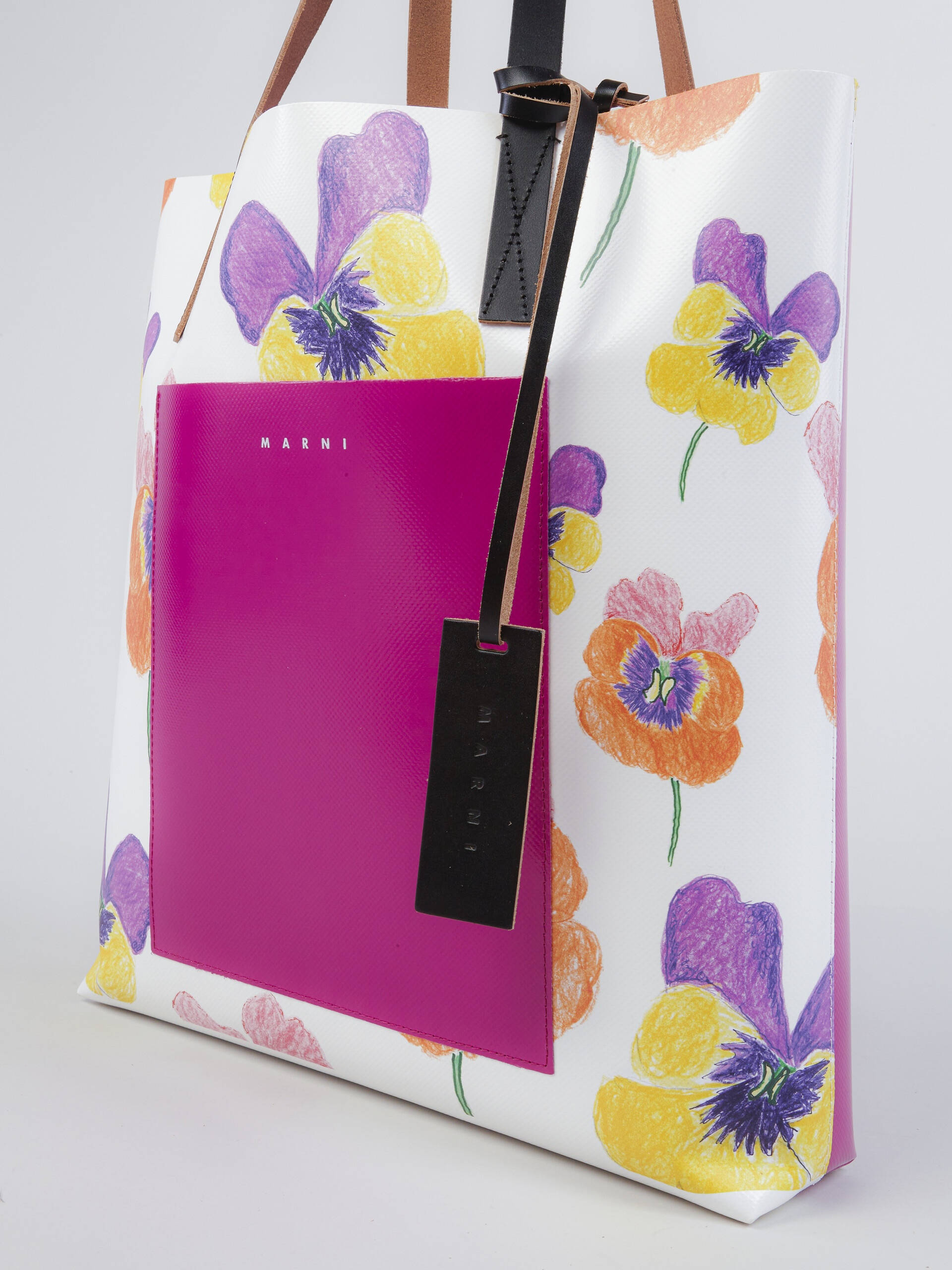 PANSIES PRINT FUCHSIA SHOPPING BAG - 4