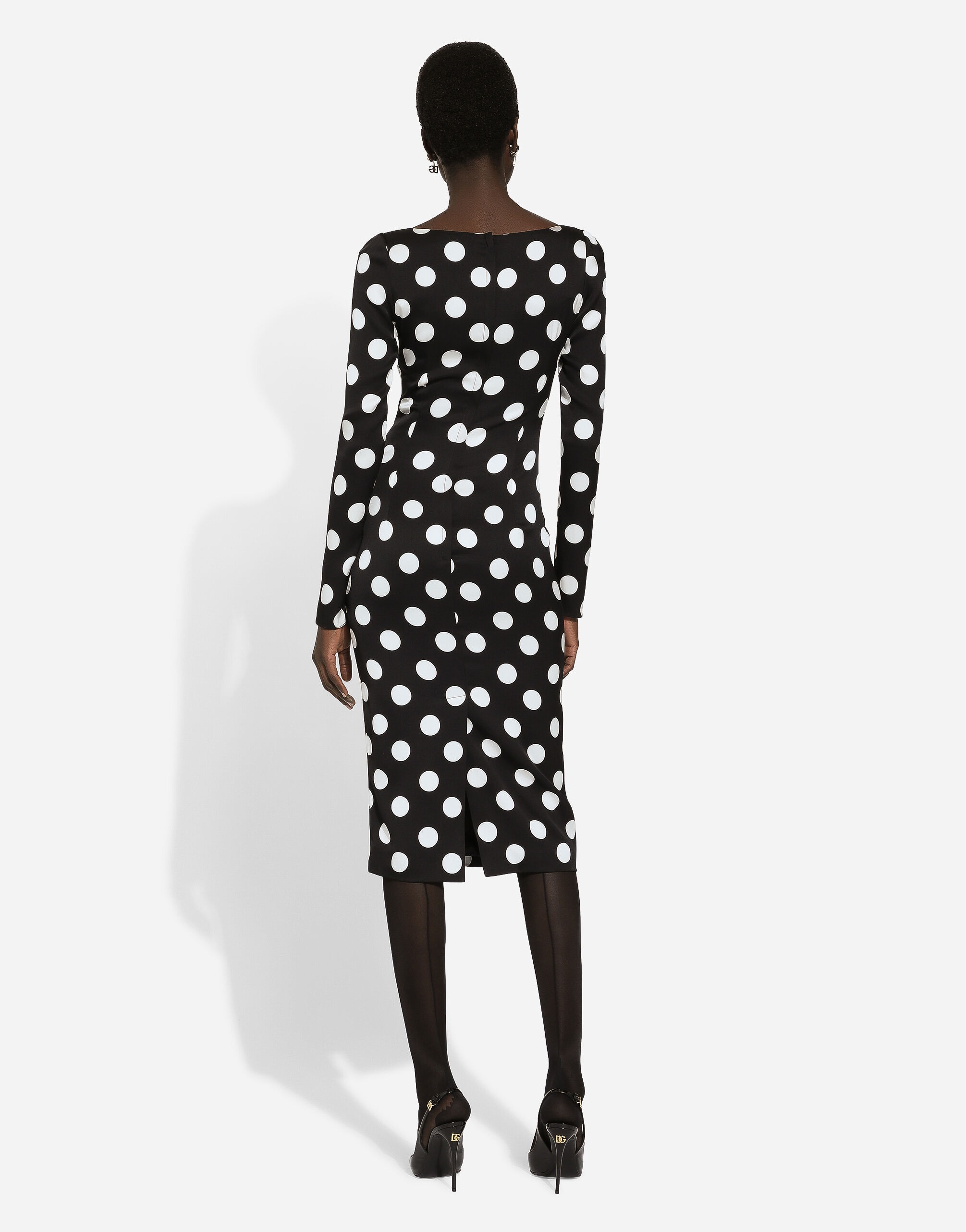 Charmeuse sheath dress with macro polka-dot print - 3