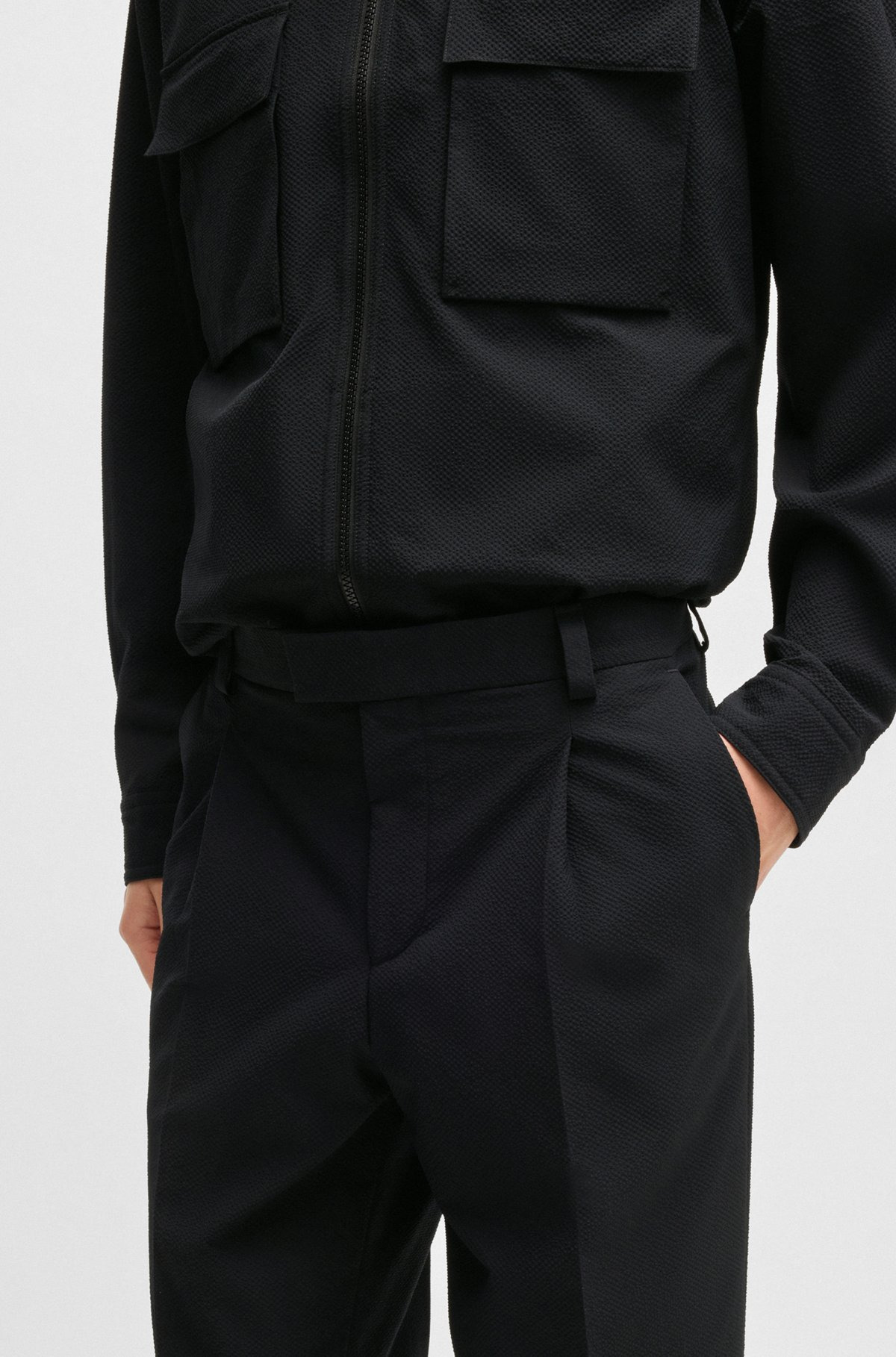 SLIM-FIT TROUSERS IN SEERSUCKER - 5