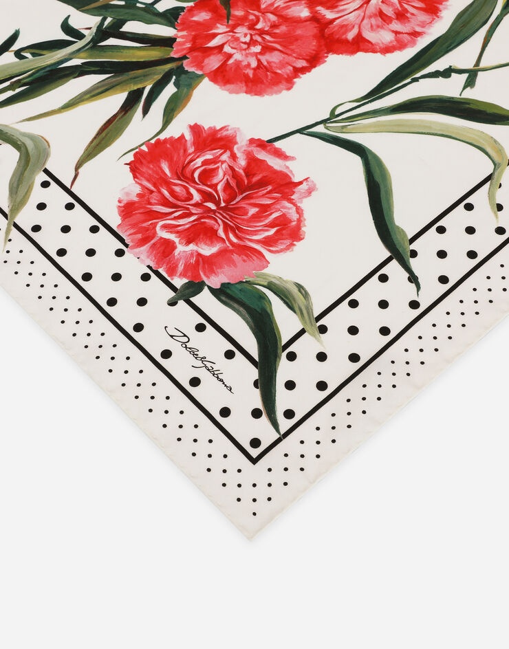 Carnation-print twill scarf (70 x 70) - 2