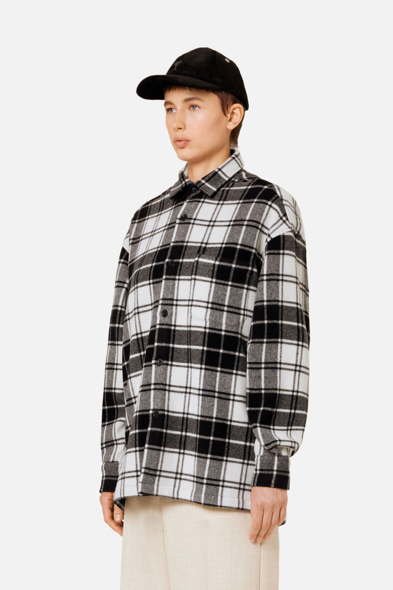 AMI Paris Checked Overshirt With Ami Paris Print outlook