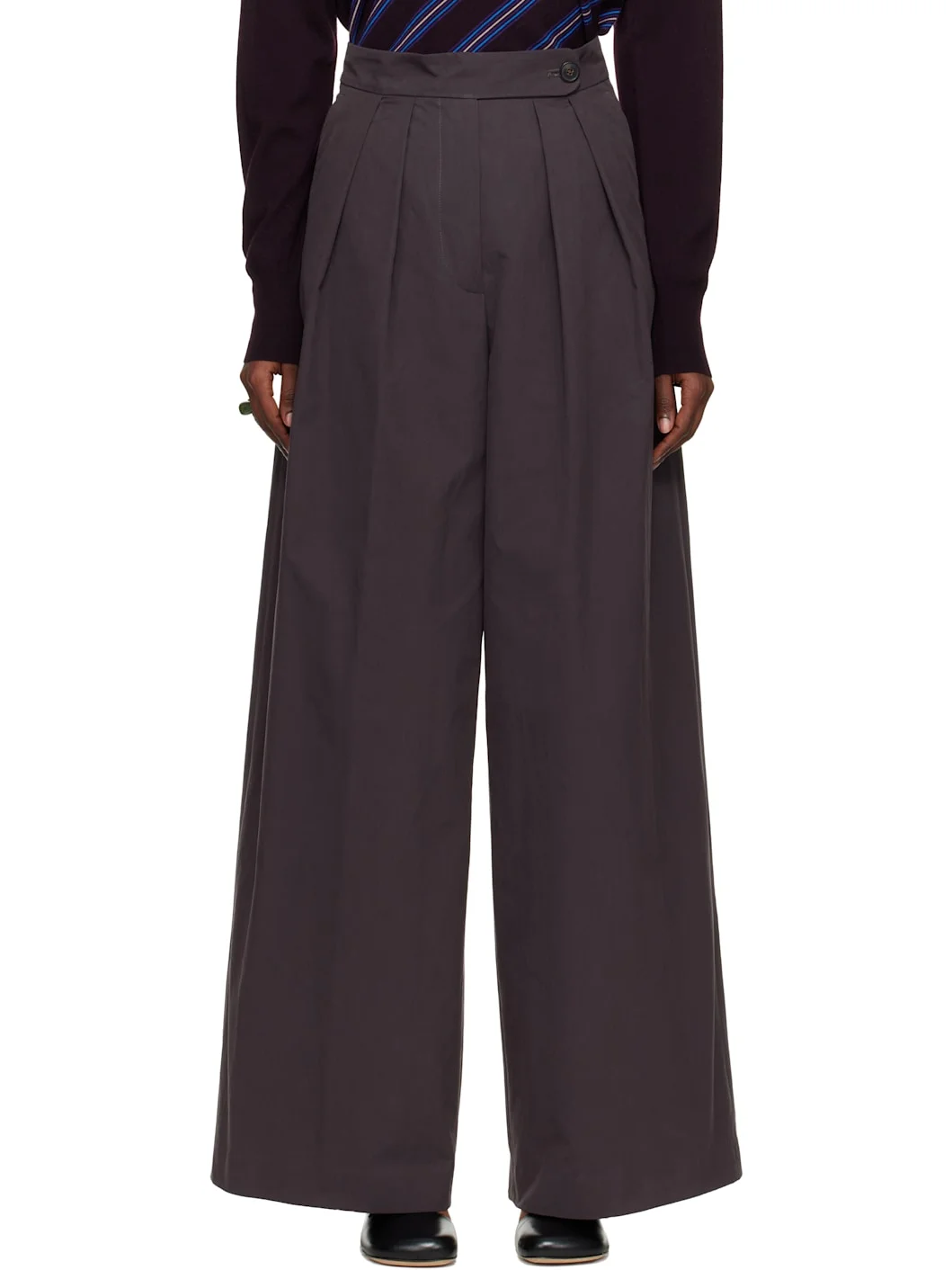 Brown Heavy Cotton Poplin Trousers - 1