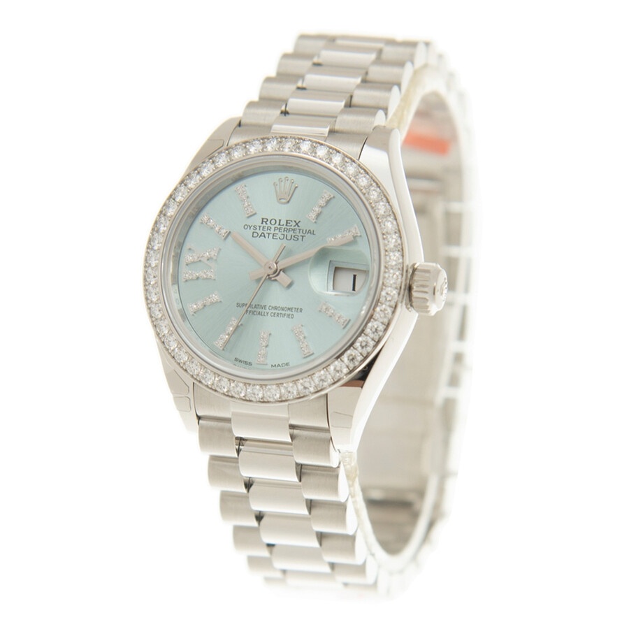 Rolex Lady-Datejust 28 Ice Blue Dial Platinum President Automatic Ladies Watch 279136IBLSRDP - 2