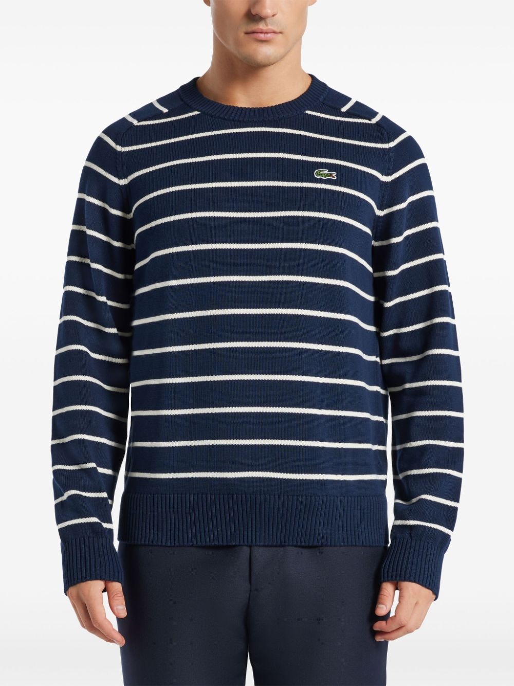 logo-patch striped cotton jumper - 3