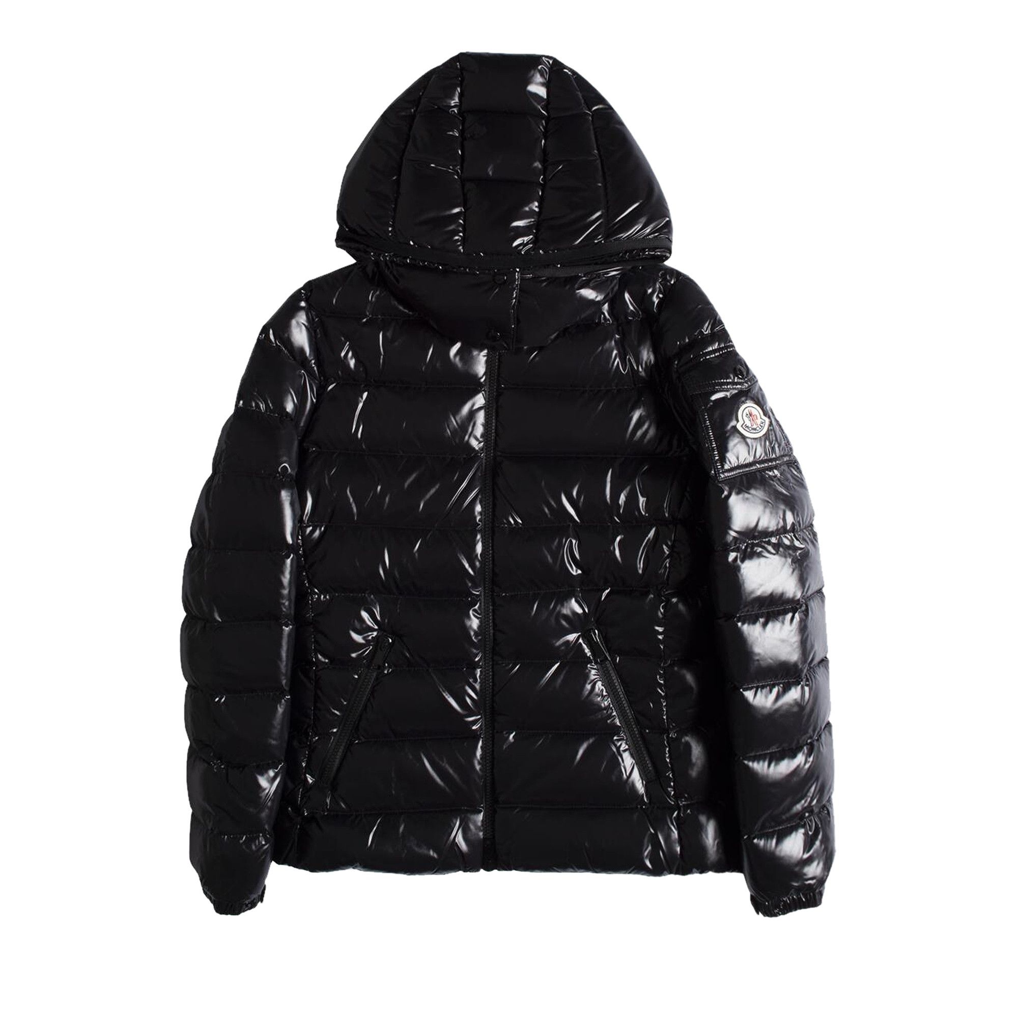 Moncler Bady Hooded Shiny Full Zip Jacket 'Black' - 1