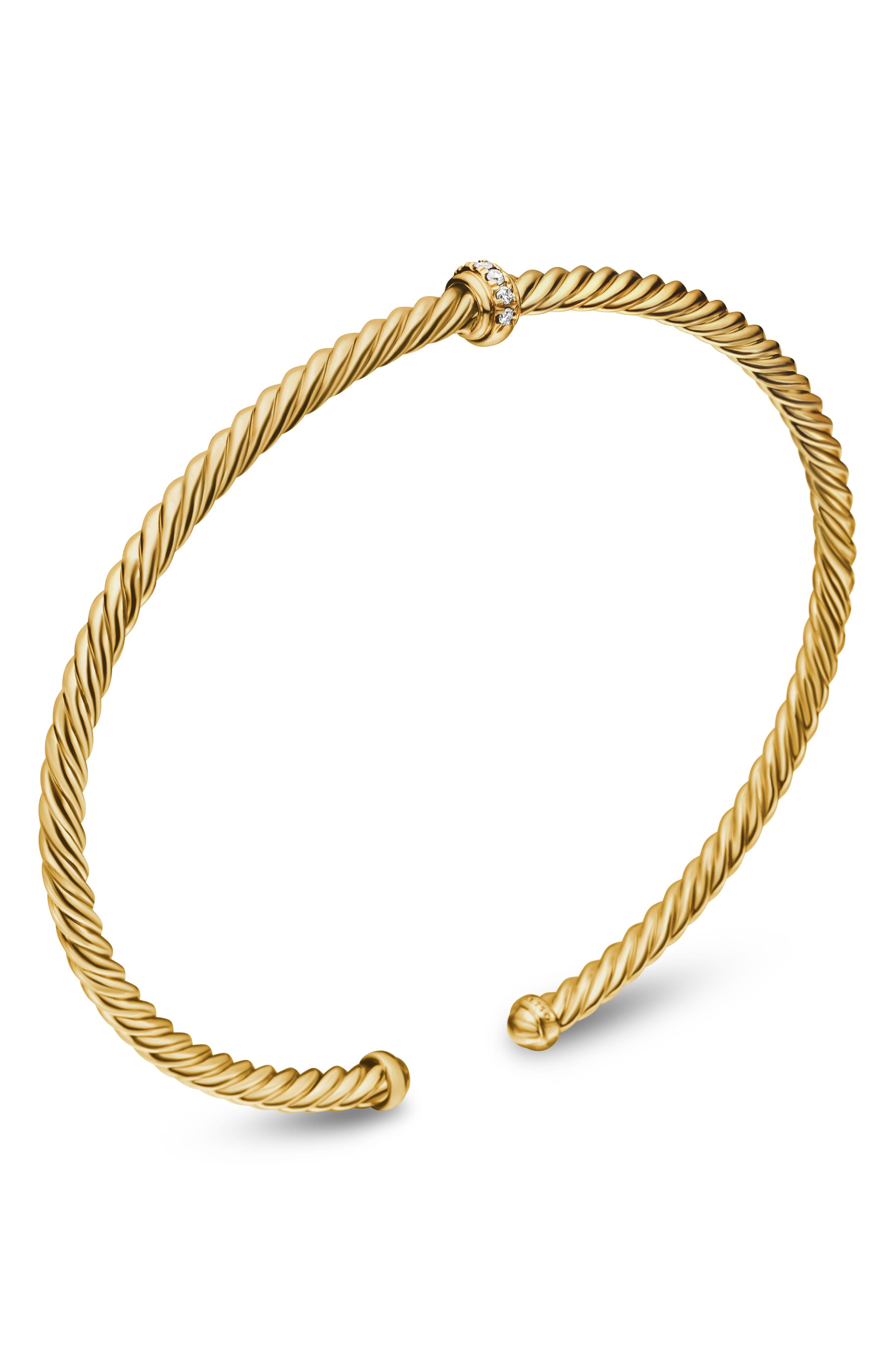 David Yurman Renaissance Center Station Bracelet with Diamonds in 18K Gold, 3mm in Gold/Diamond at N - 5