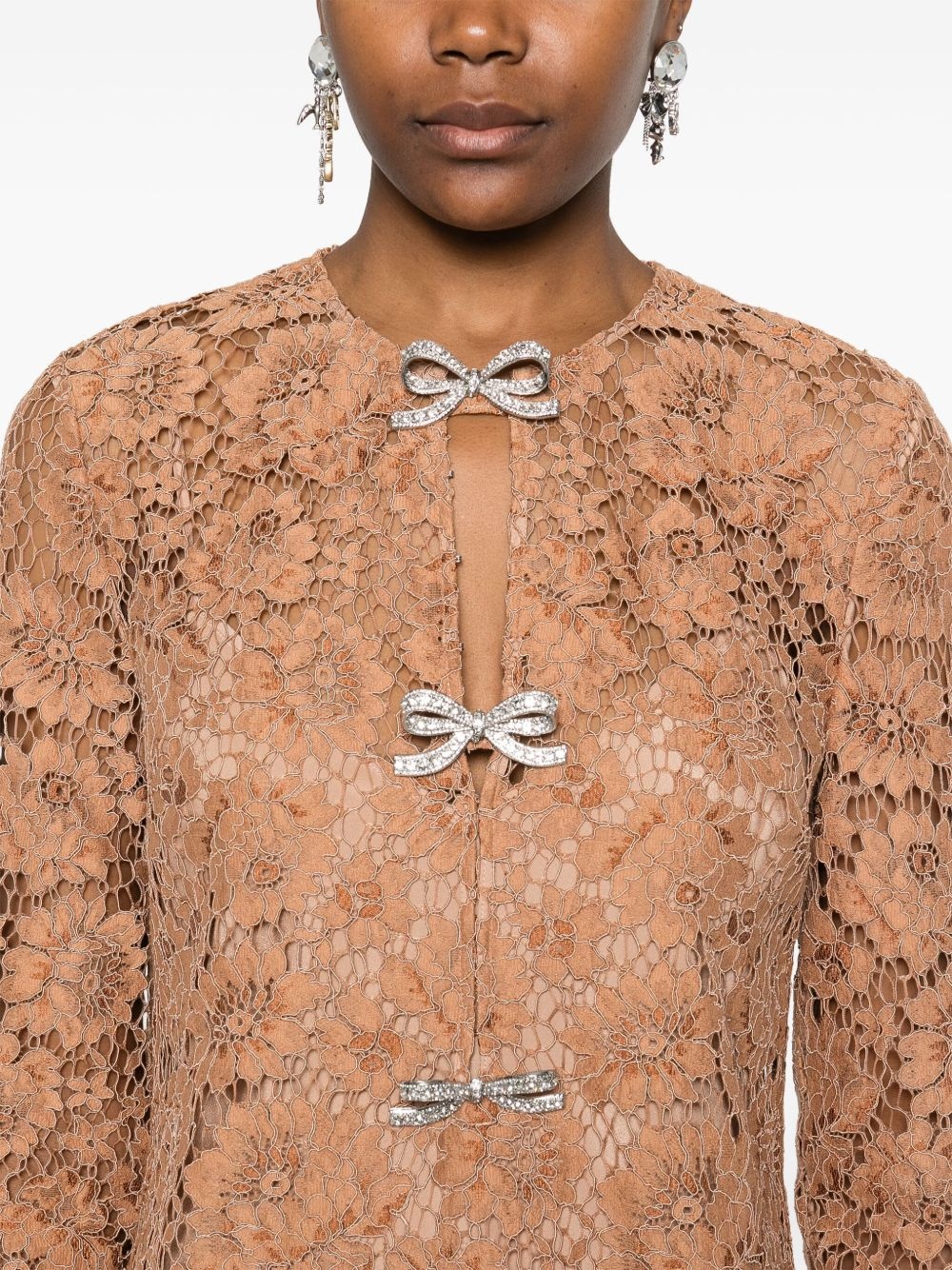 lace bow mini dress - 5