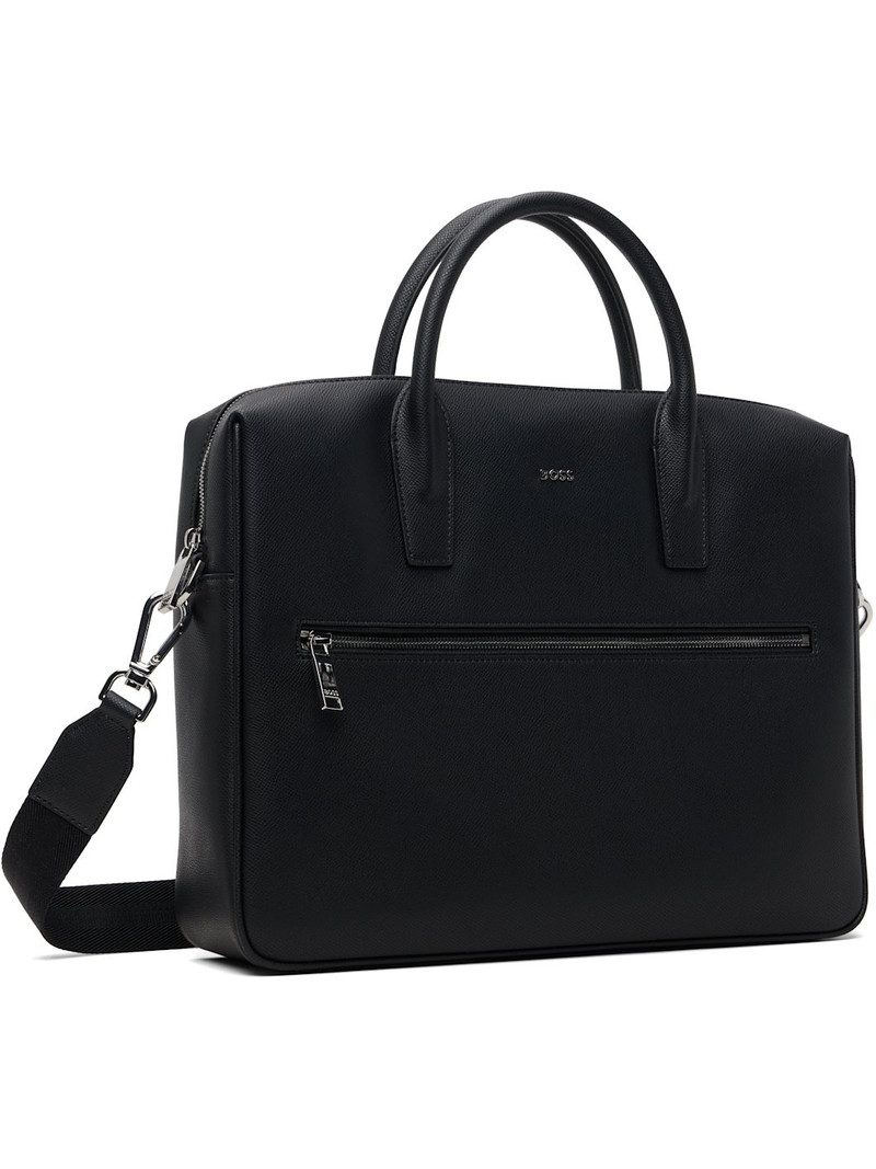 BOSS Black Logo Leather Document Briefcase outlook